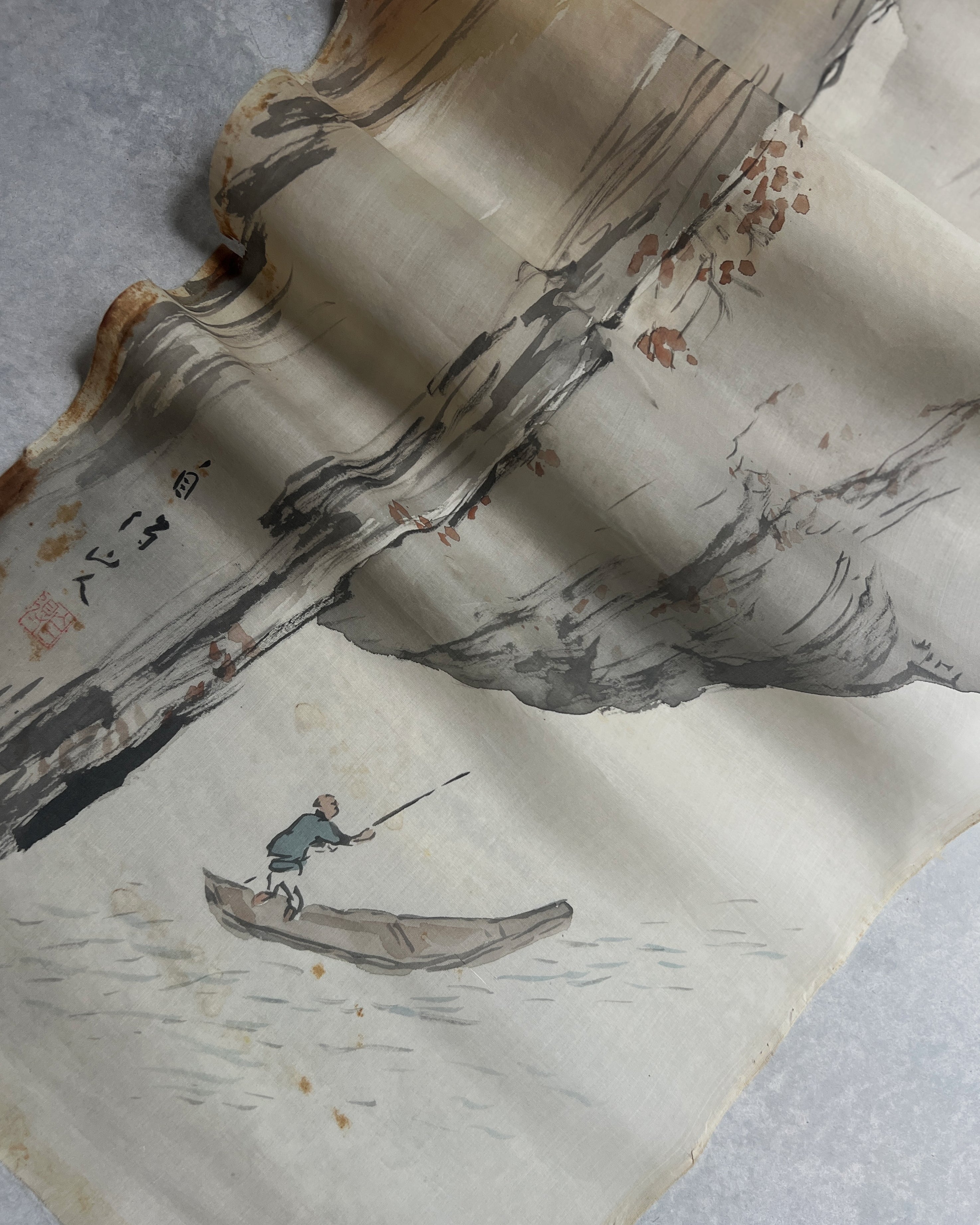 vintage silk painting : landscape