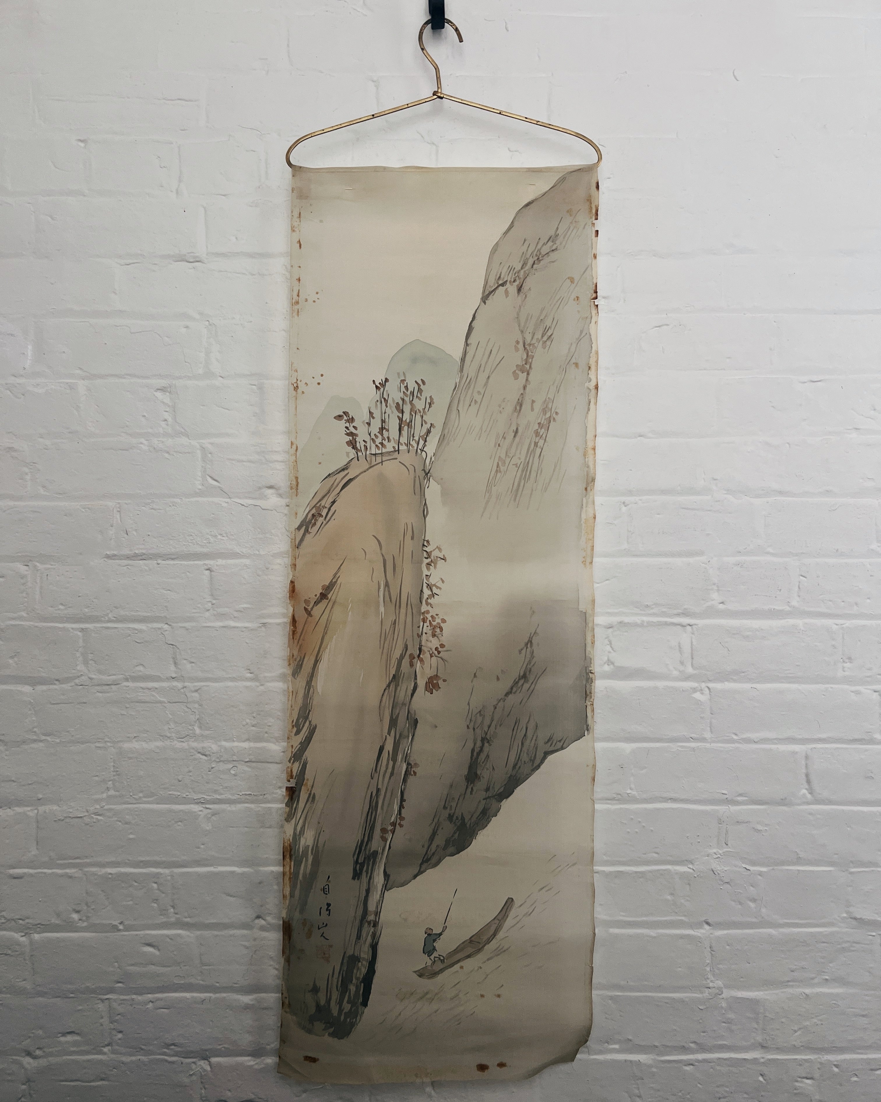 vintage silk painting : landscape