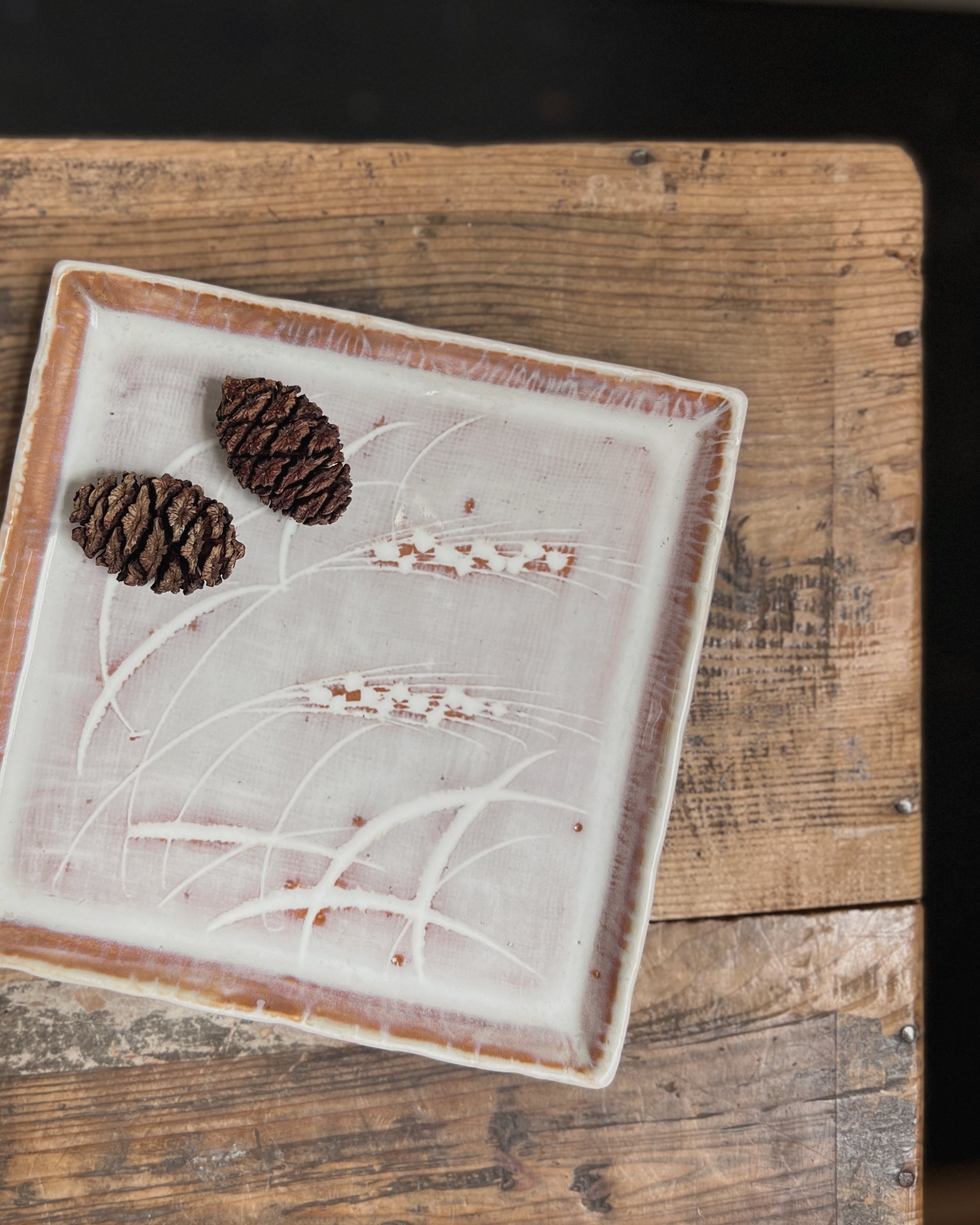 vintage square ceramic plate