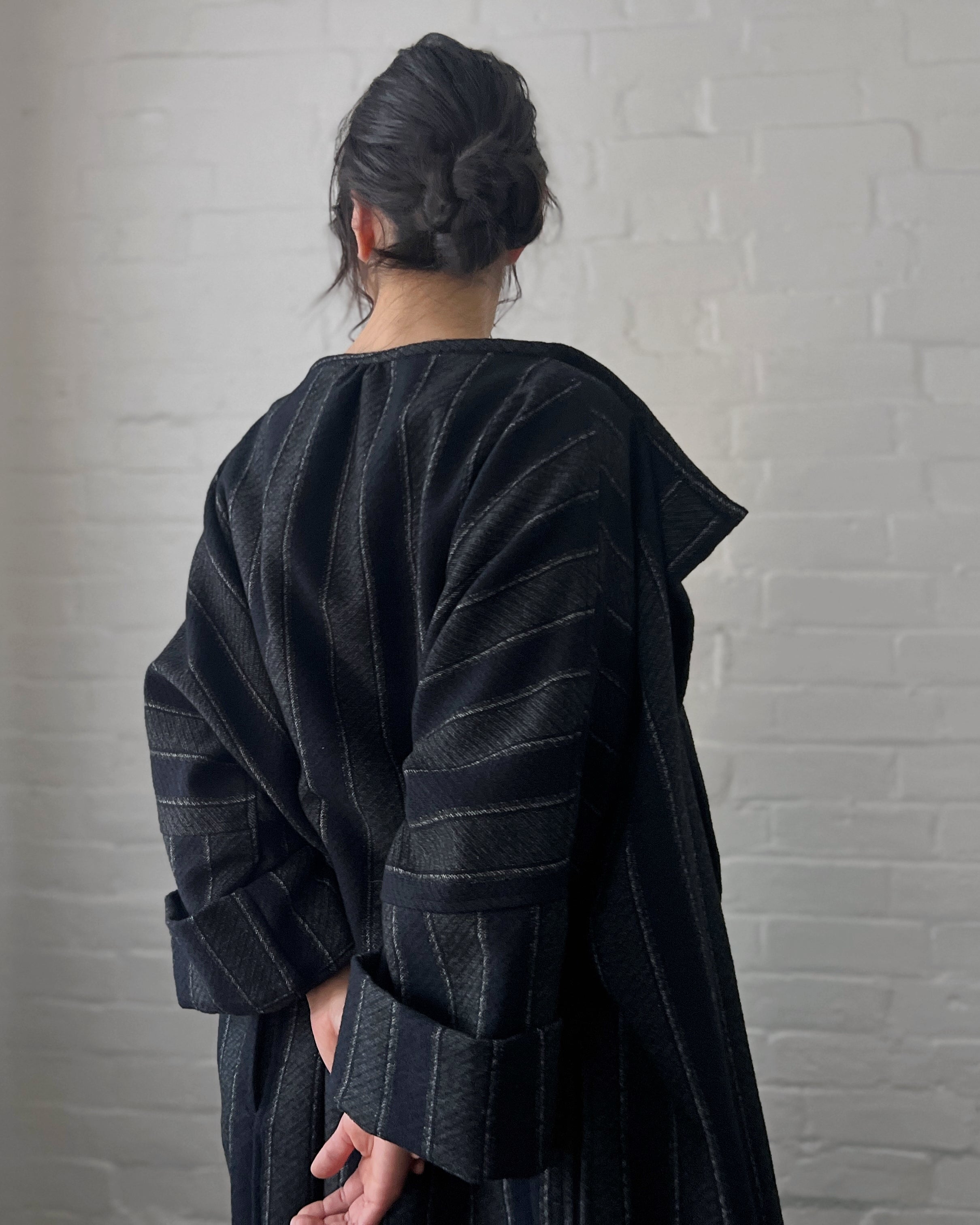 LJ struthers : striped wool gallery coat