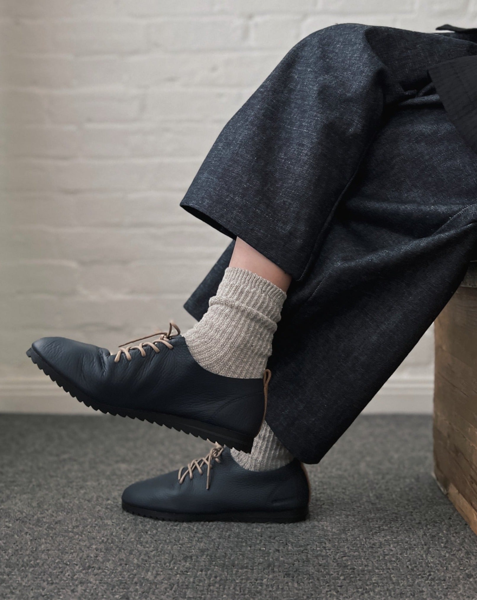 swaanarlberg : japanese leather shoes in ink + cappuccino