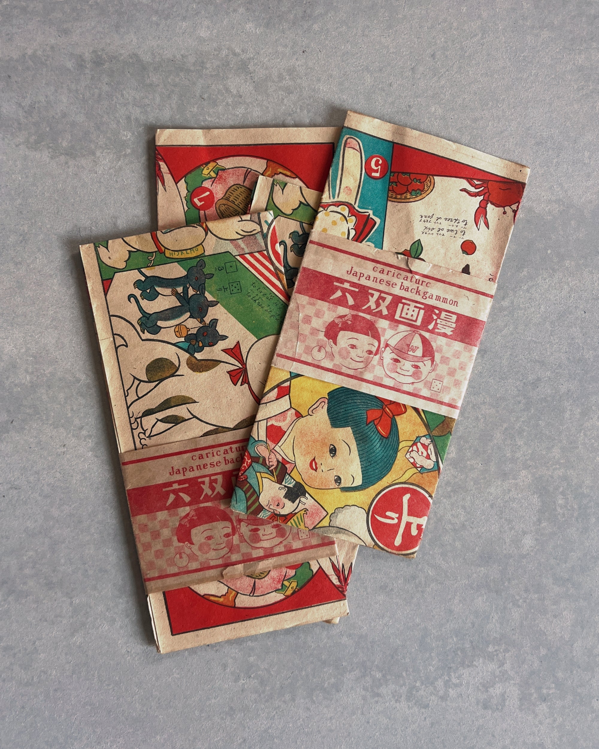 vintage japanese artwork : caricature board game