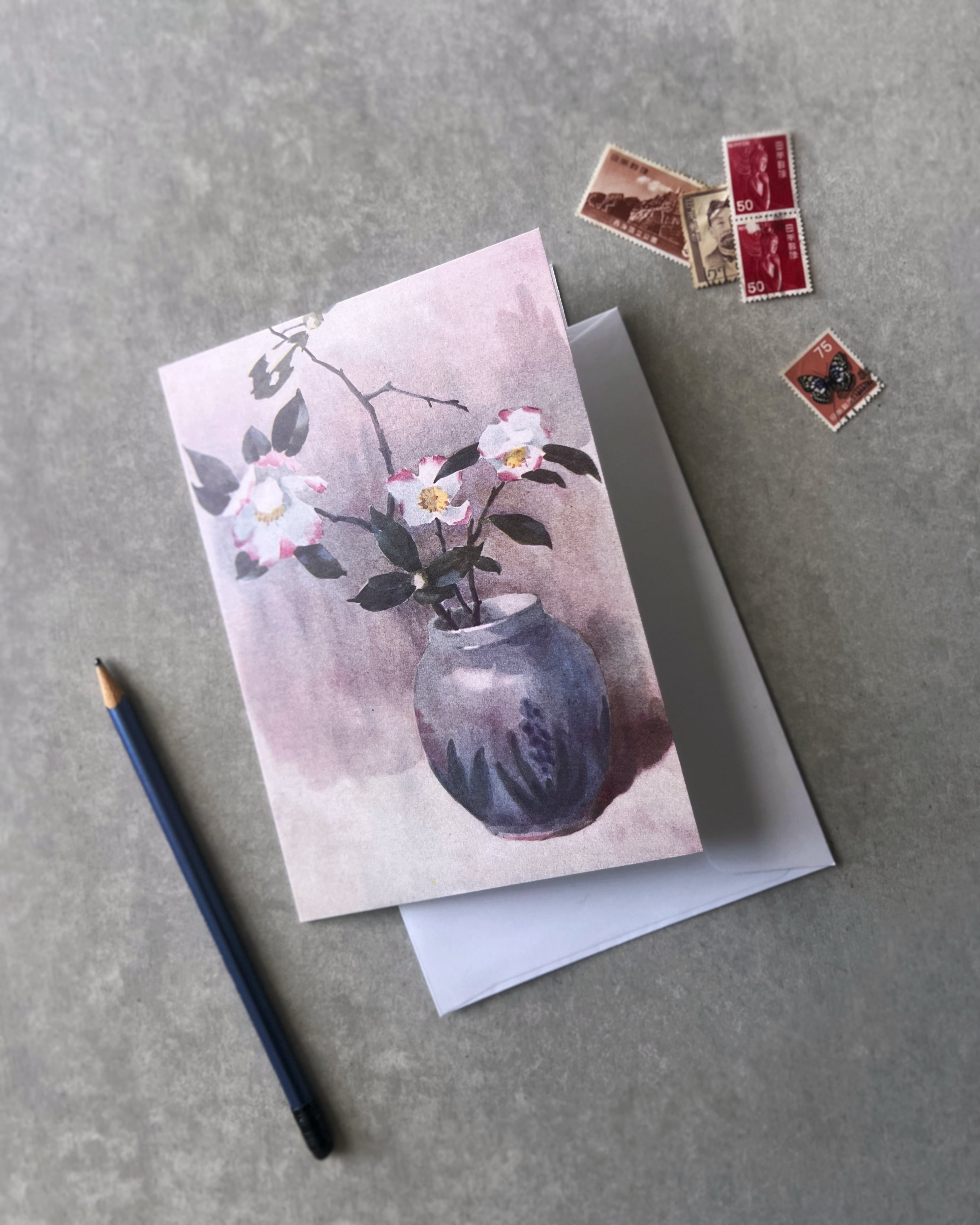 camelia : greeting card with envelope