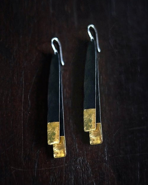 Ewa : oxidised silver drop earrings