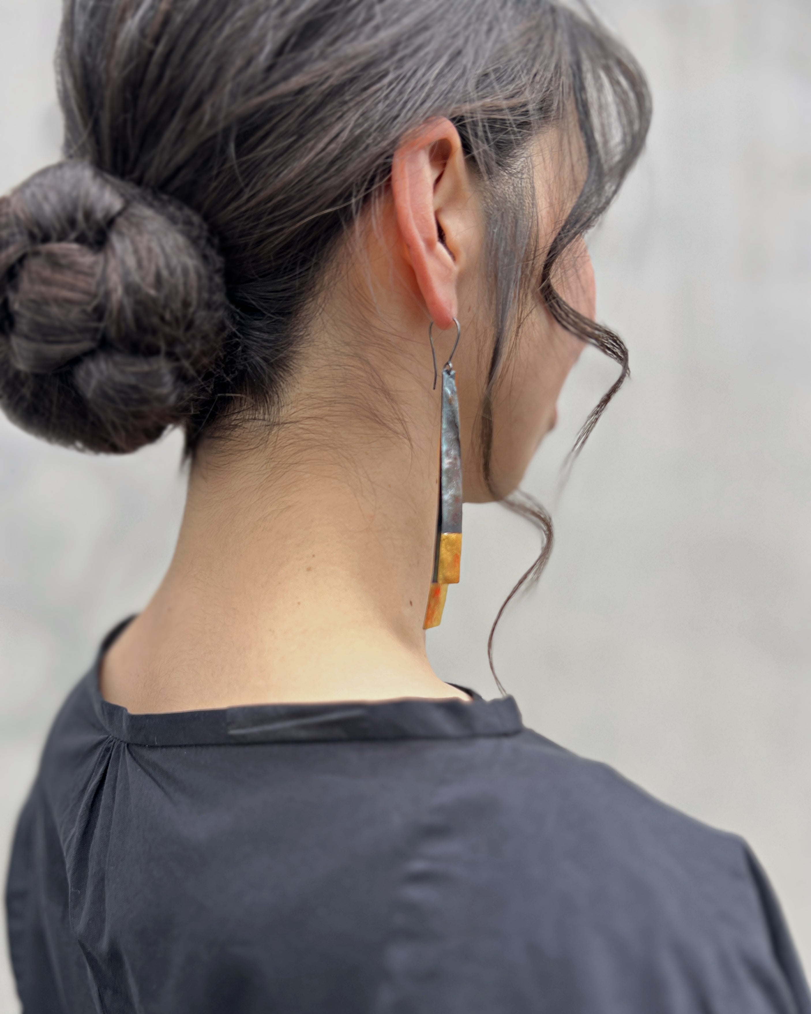 Ewa : oxidised silver drop earrings