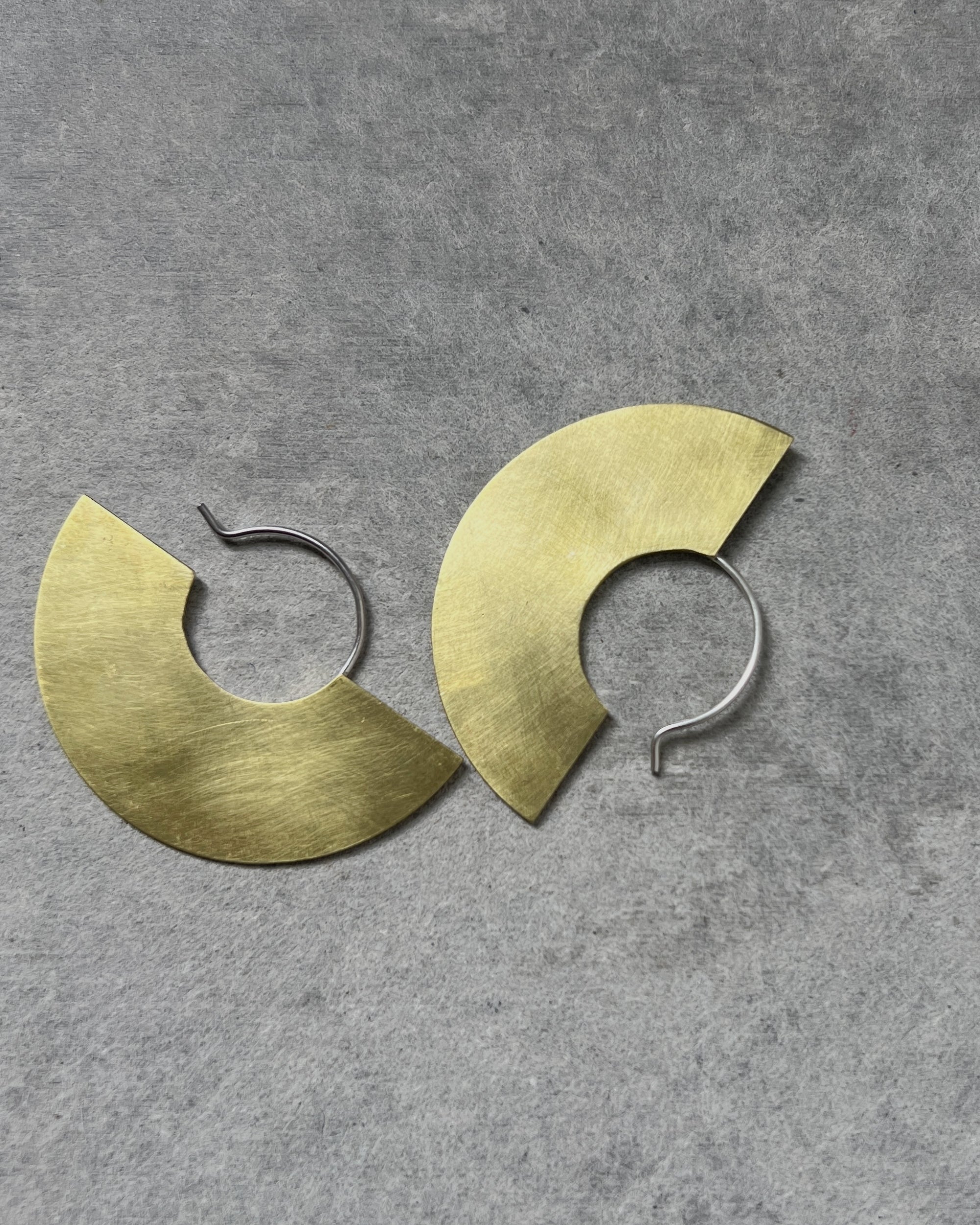 stacey vickery : brass and silver arc earrings