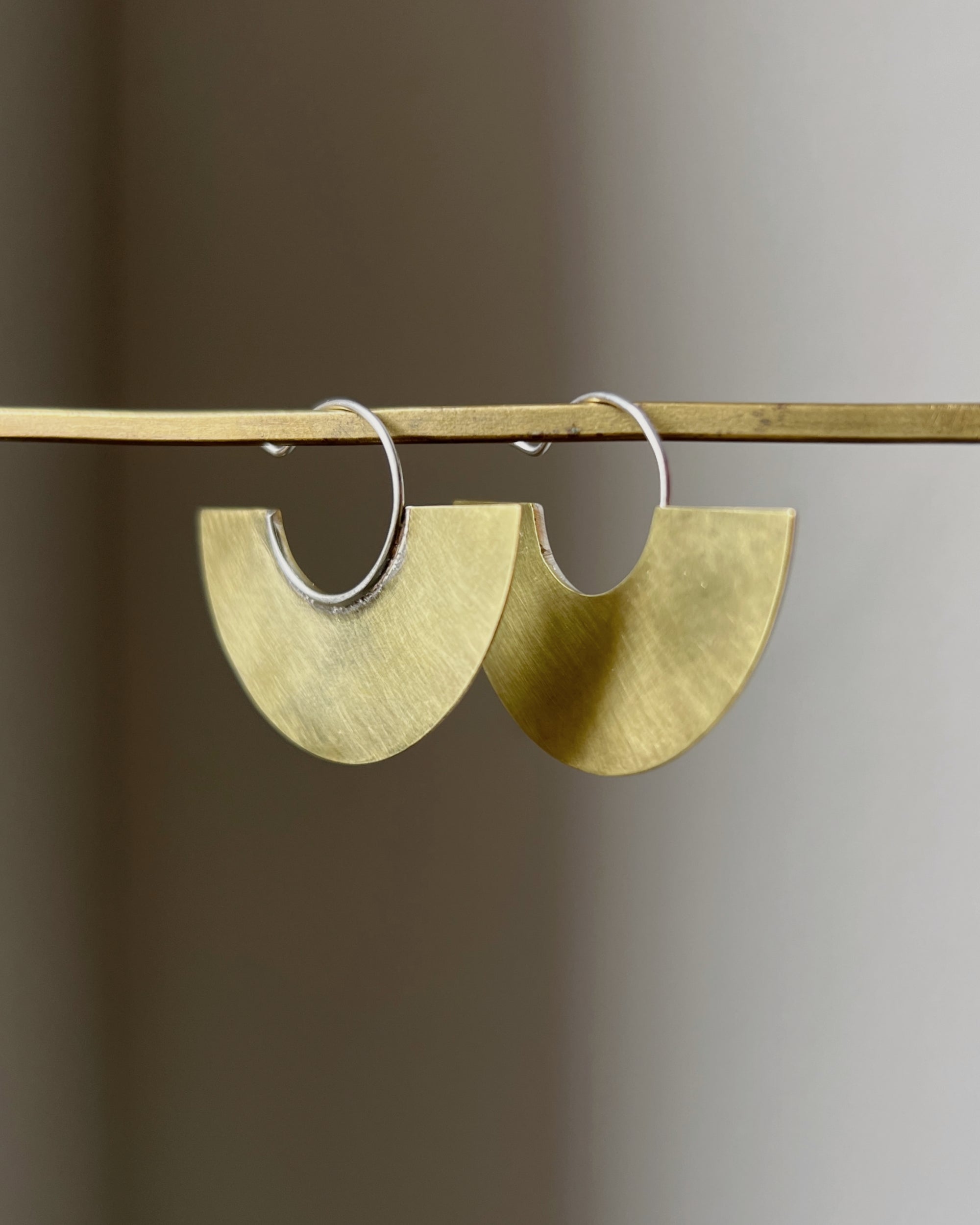 stacey vickery : brass and silver arc earrings