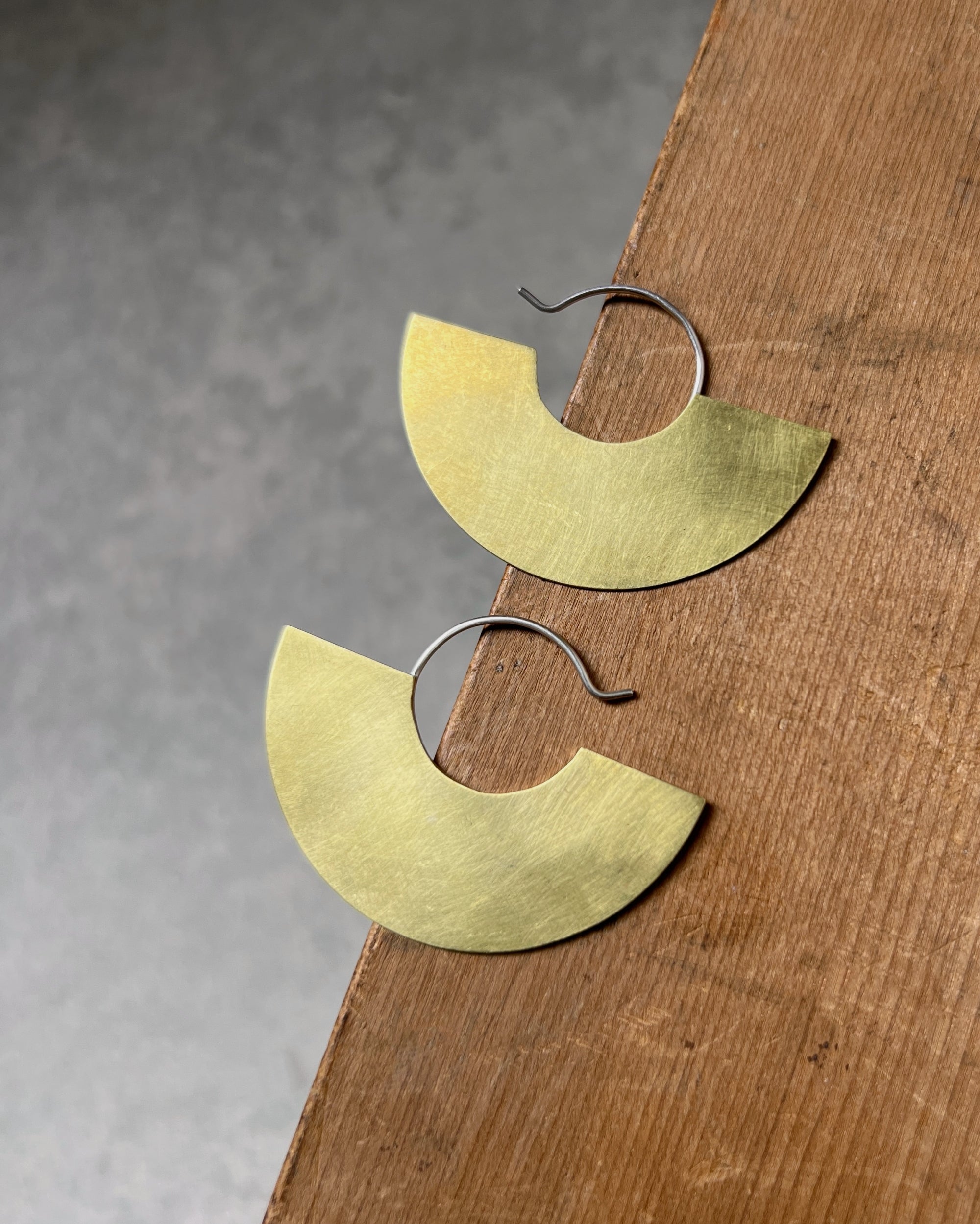 stacey vickery : brass and silver arc earrings