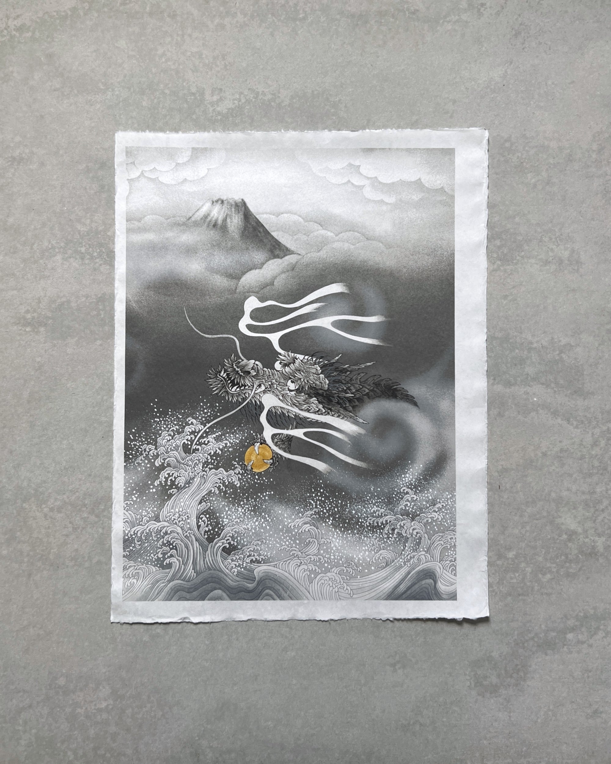sogara yuzen washi : dragon in mt. fuji