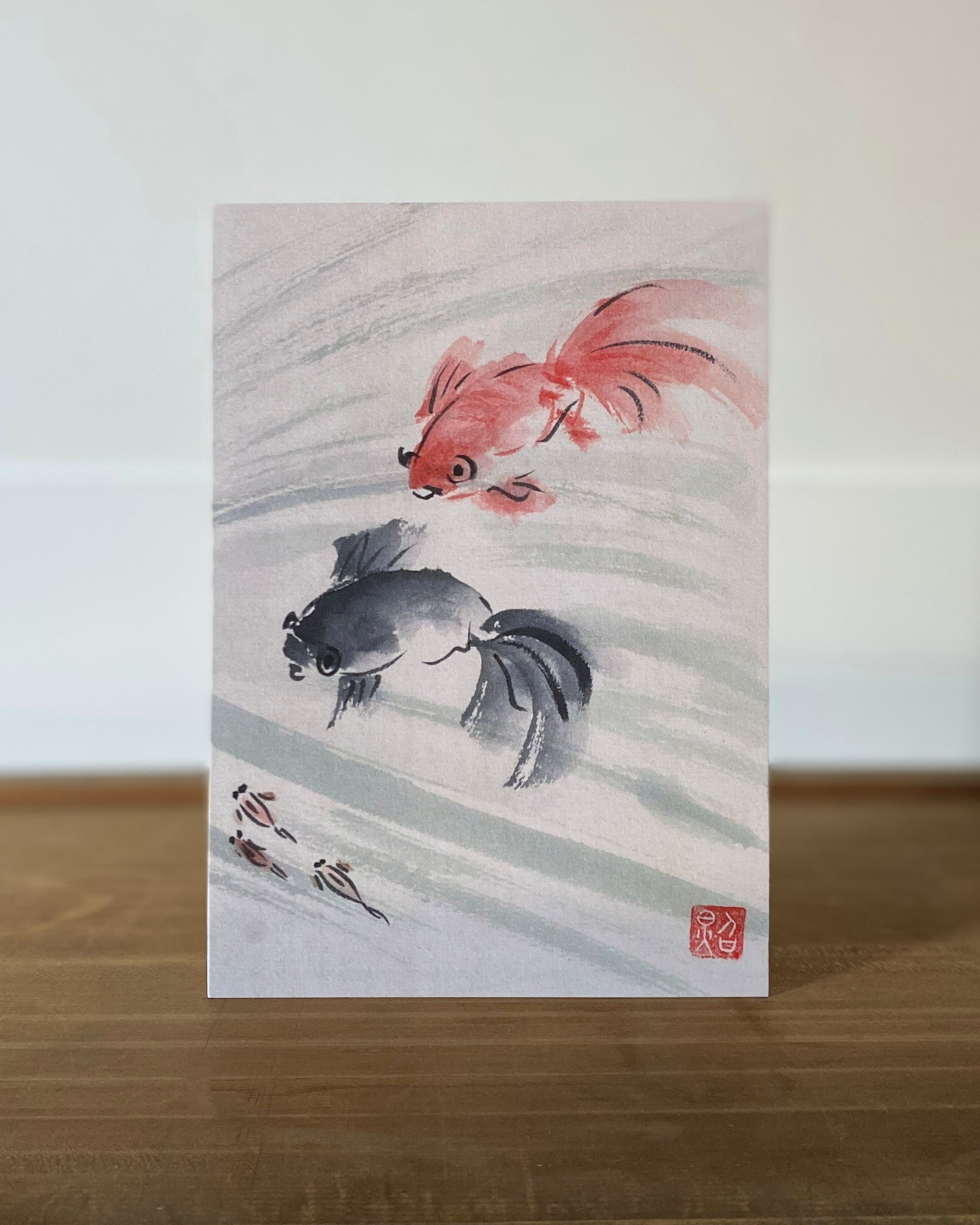 kiku print : greeting cards - gold fish