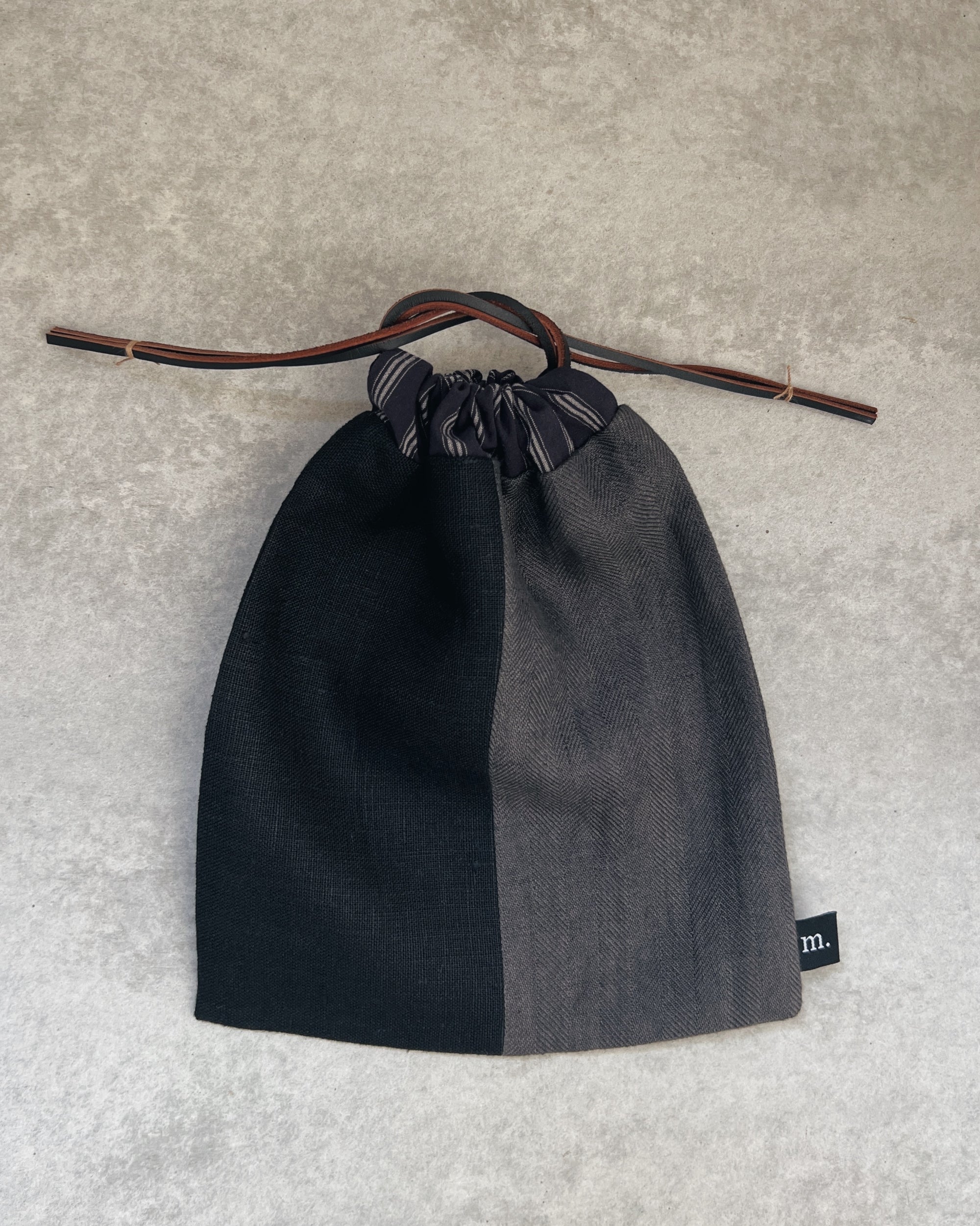 kit bag with leather drawstring