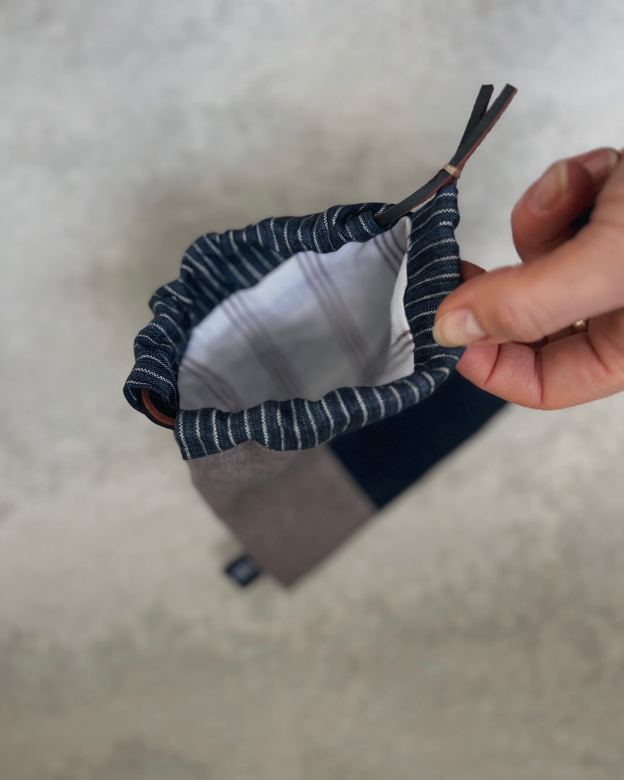 Handmade kit bag at the maker hobart, sewn using japanese fabric