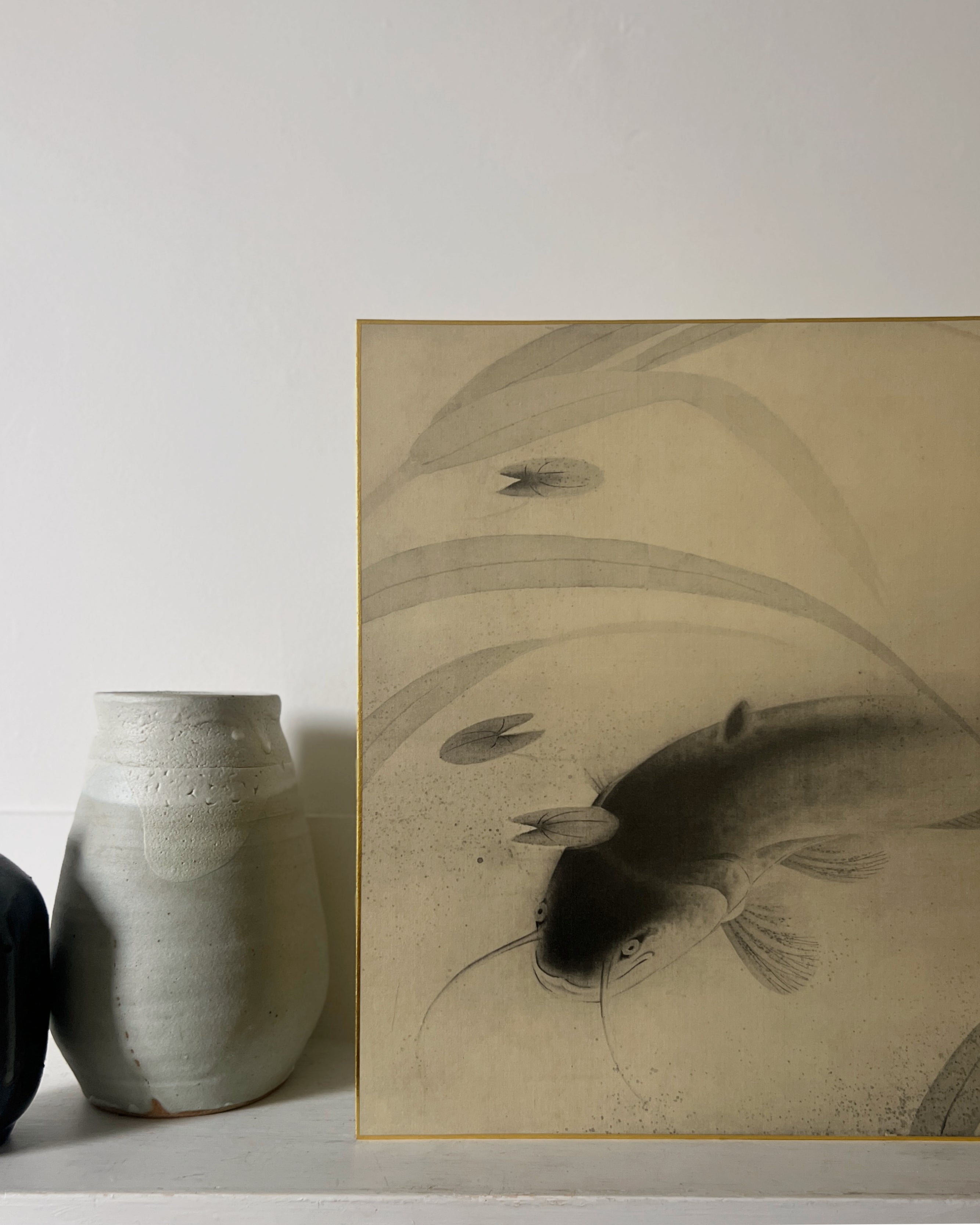 vintage japanese shikishi print : catfish