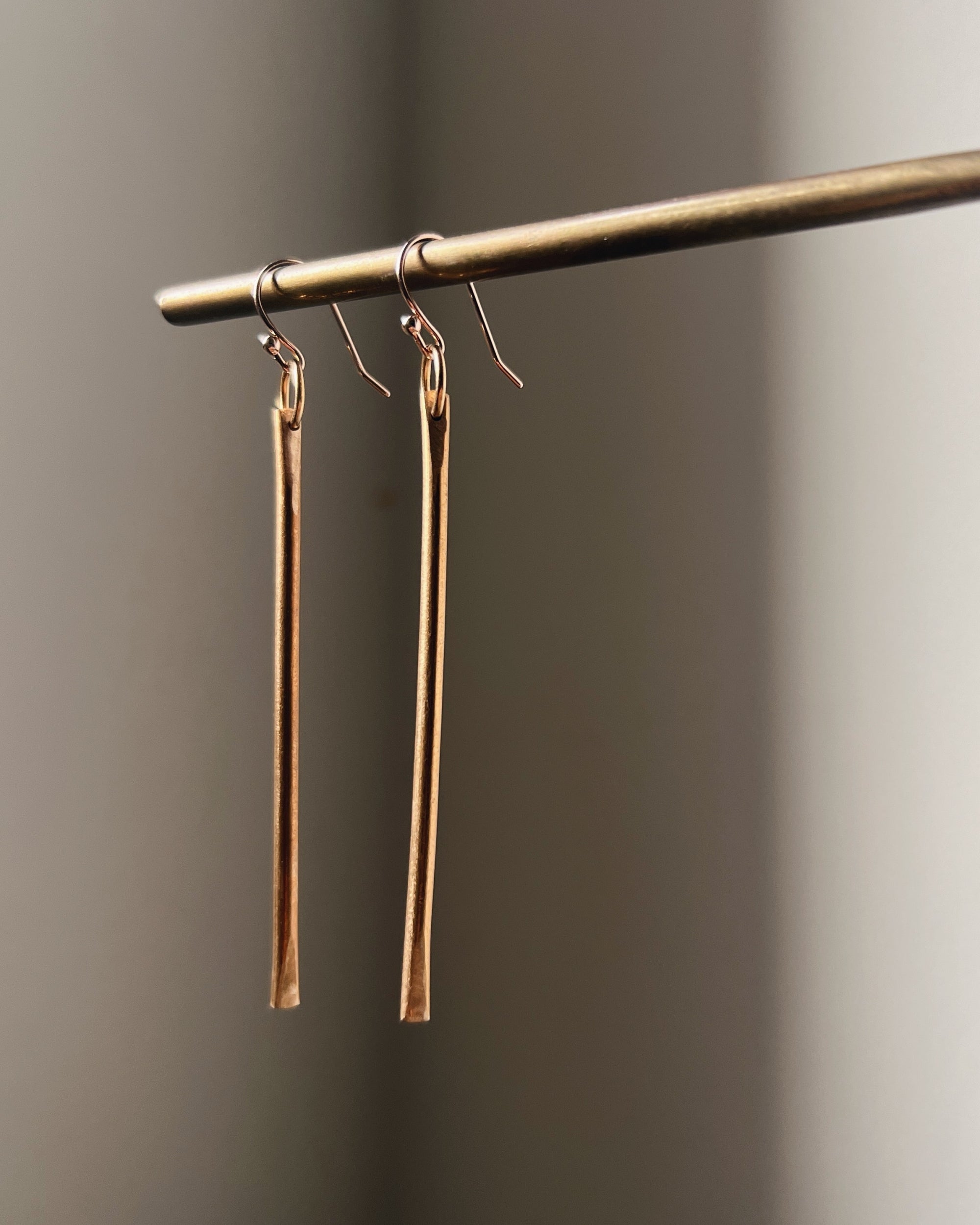 stacey vickery : hammered bronze bar earrings