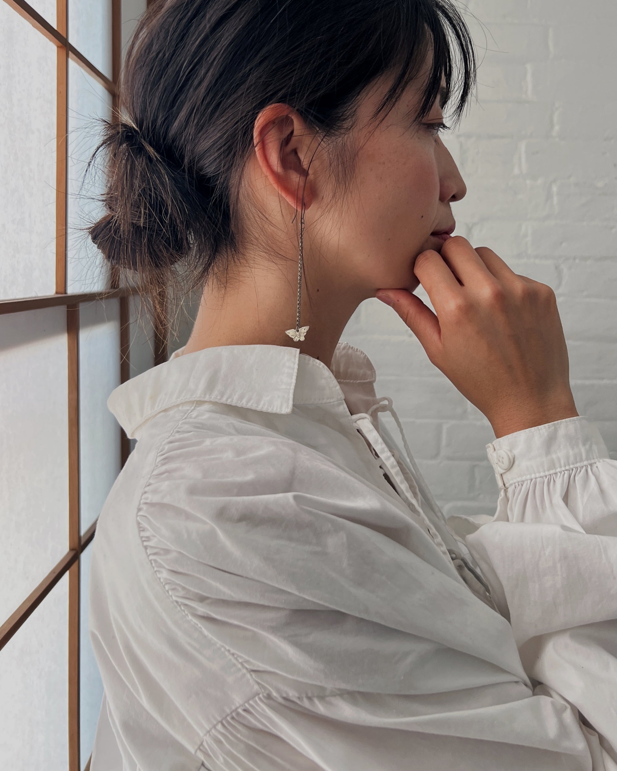 modern marcel : vintage butterfly drop earrings