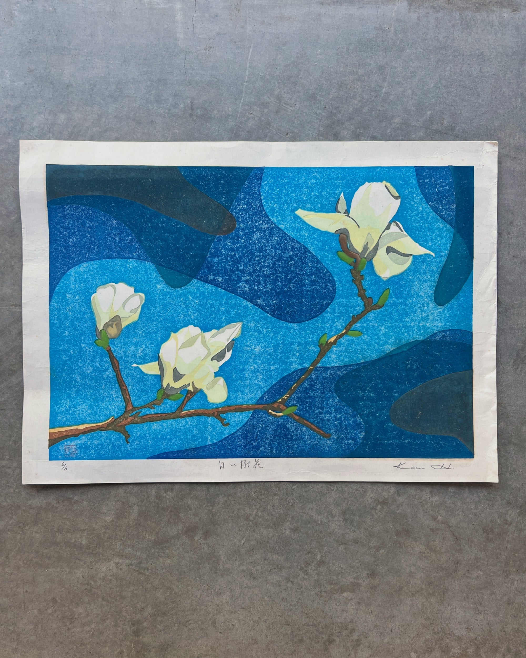 screen print : white magnolia