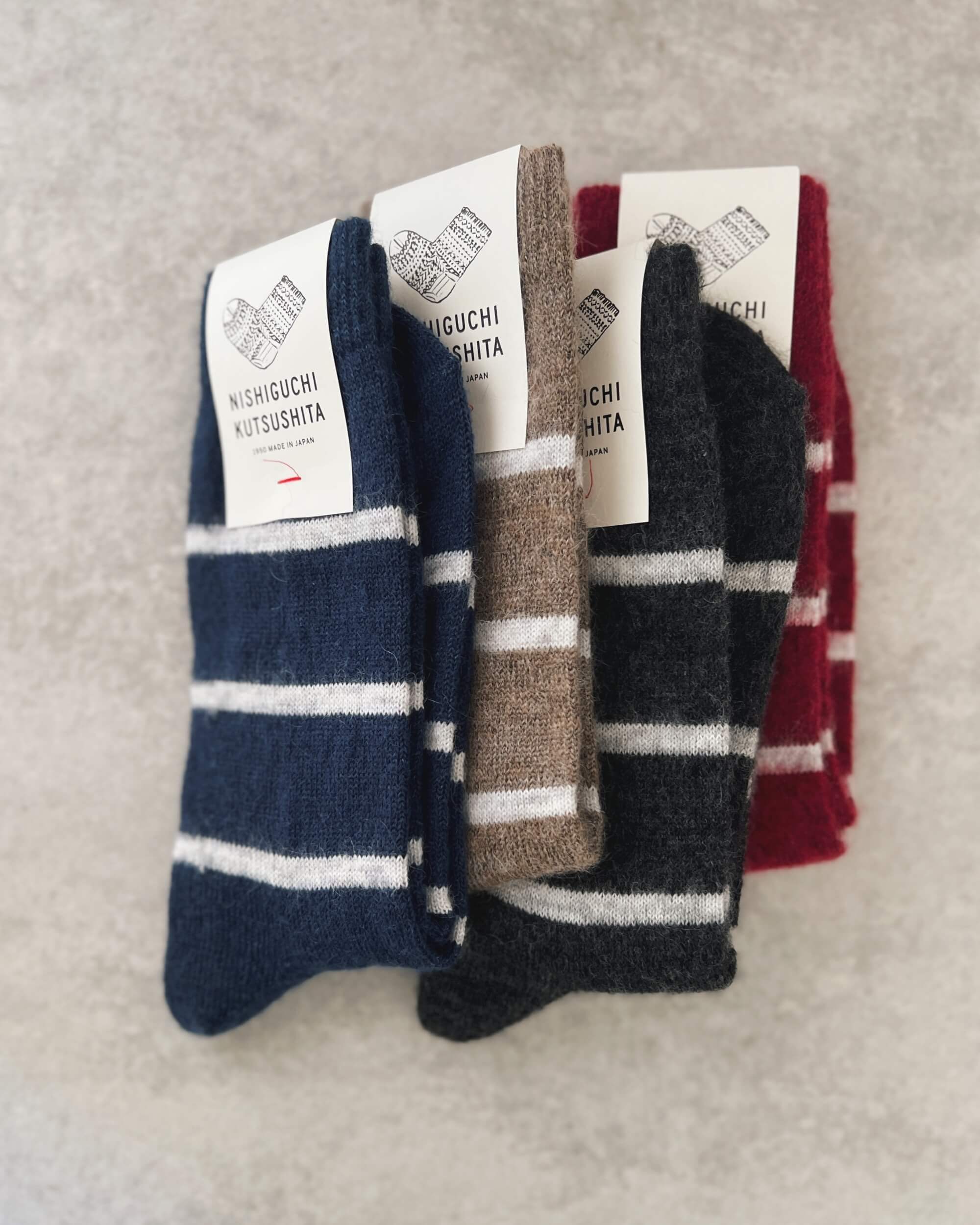 nishiguchi kutsushita : oslo mohair wool border socks