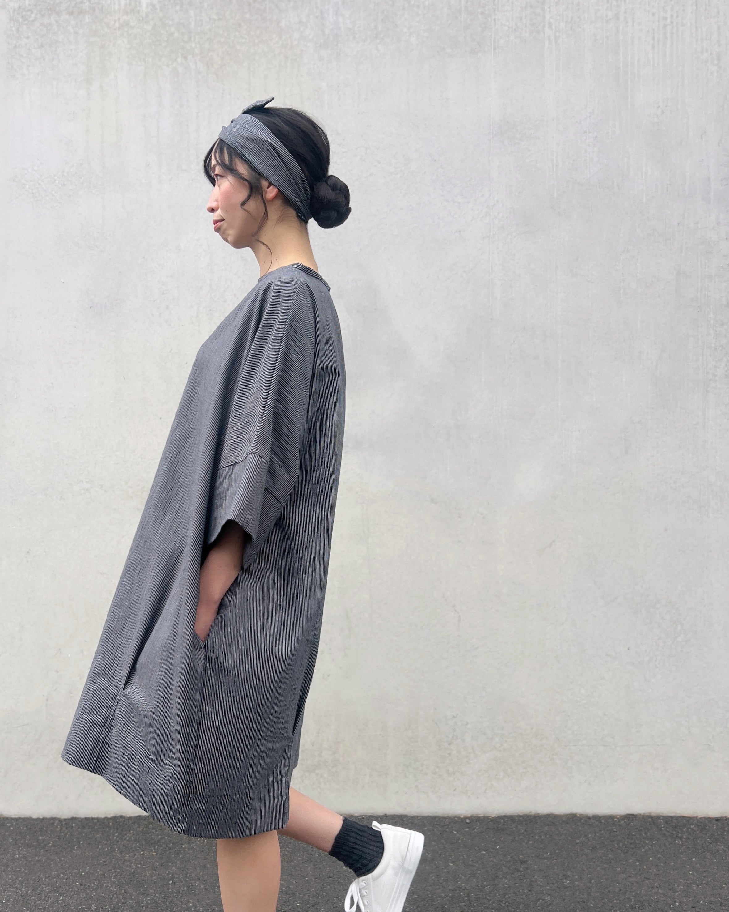 LJ struthers : striped cotton quadro dress