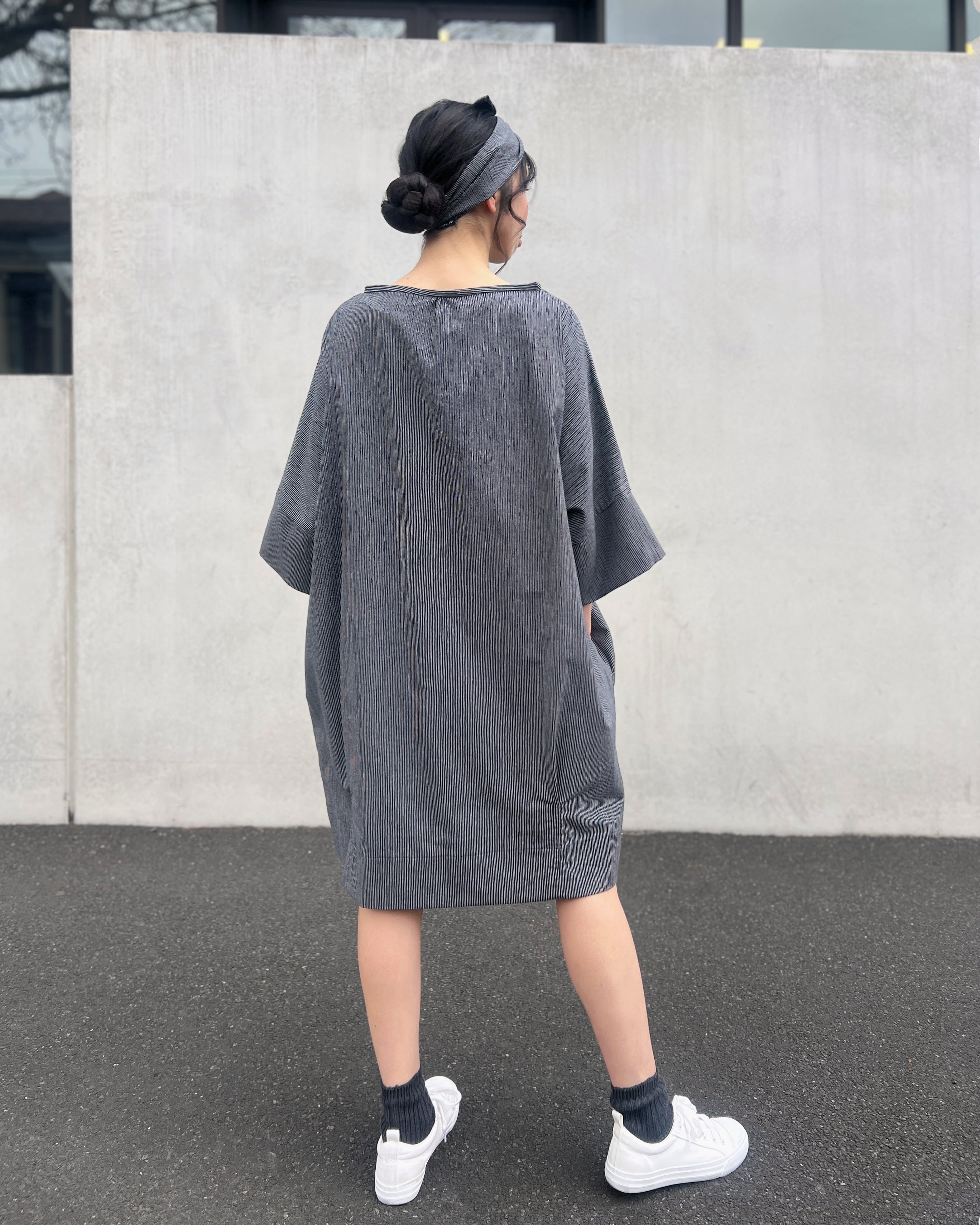 LJ struthers : striped cotton quadro dress