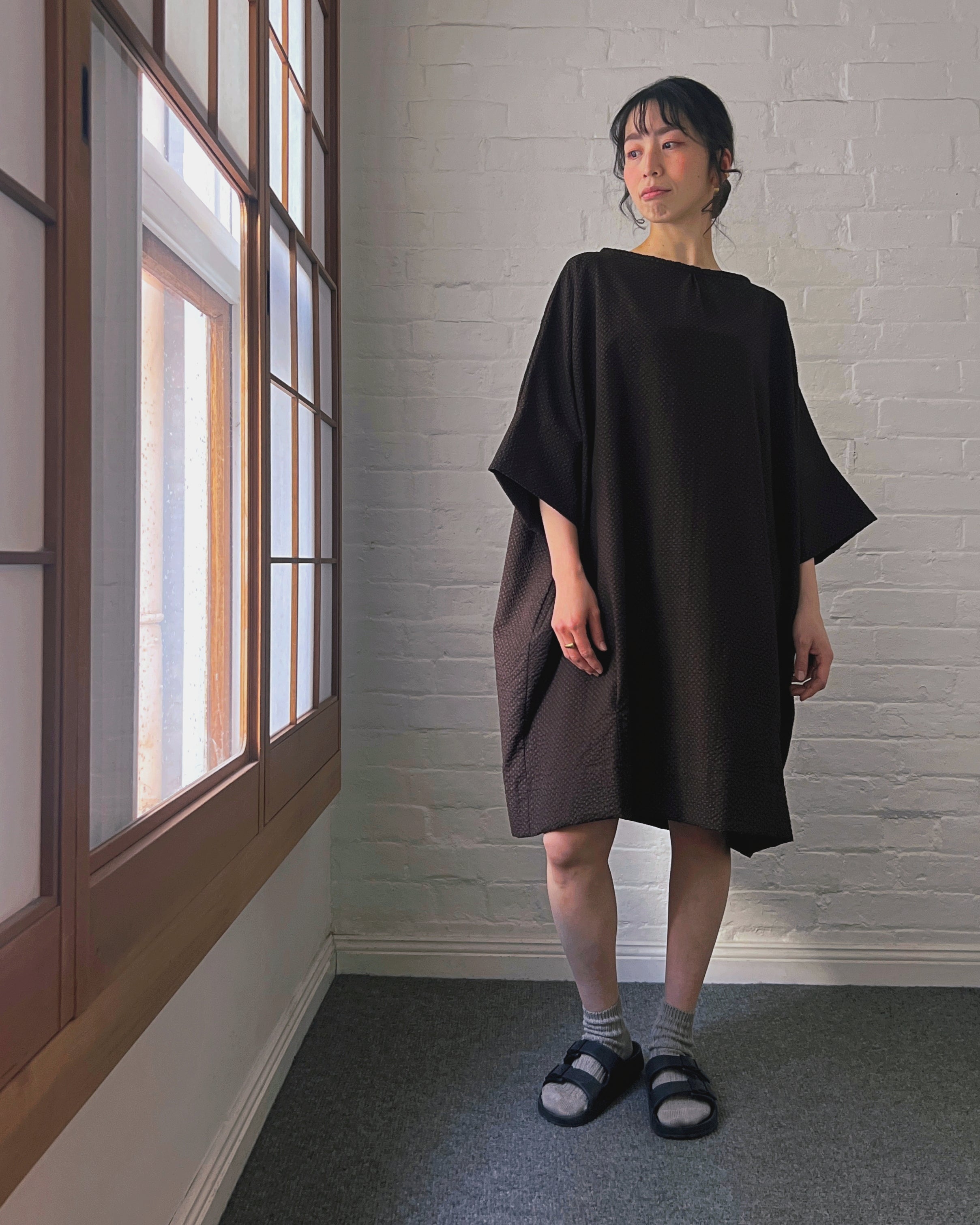 LJ struthers : textured cotton quadro dress