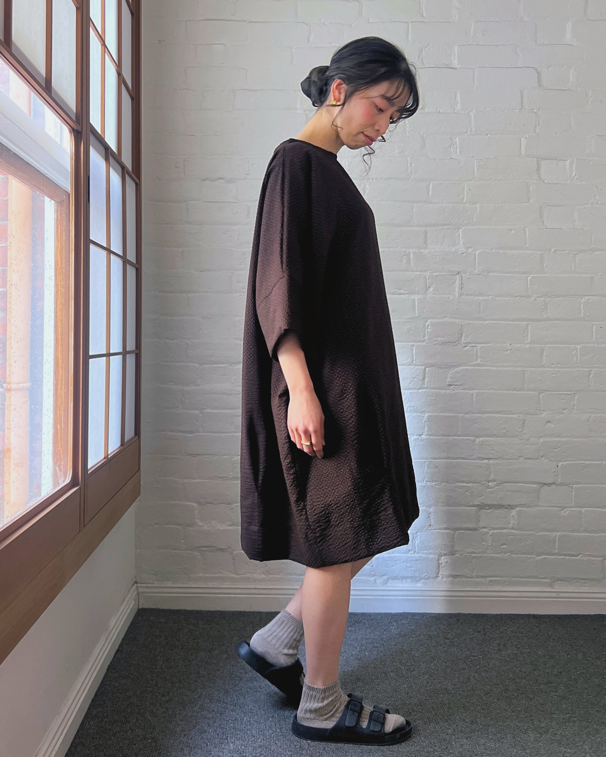 LJ struthers : textured cotton quadro dress