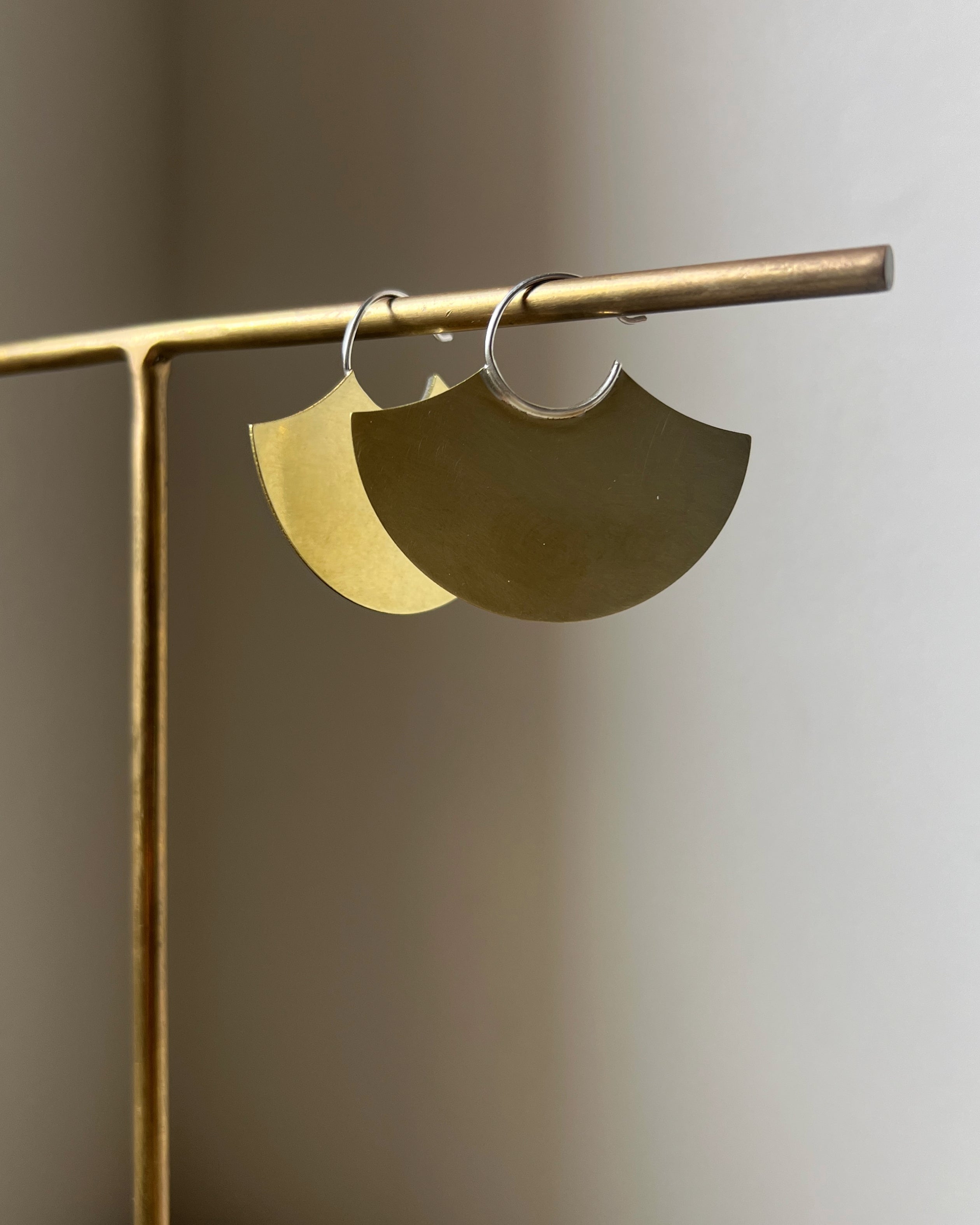 stacey vickery : brass and silver ginko earrings