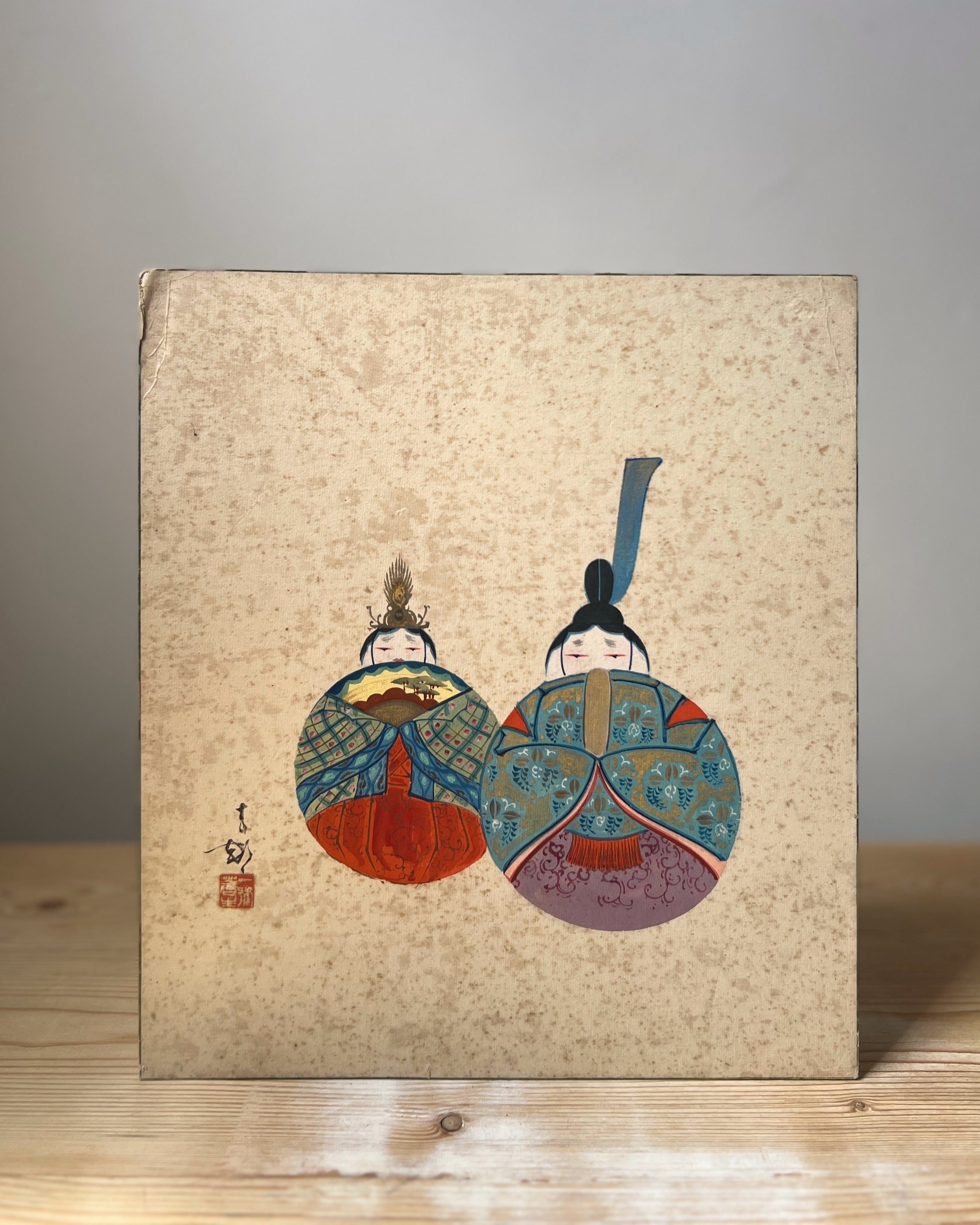vintage japanese shikishi painting