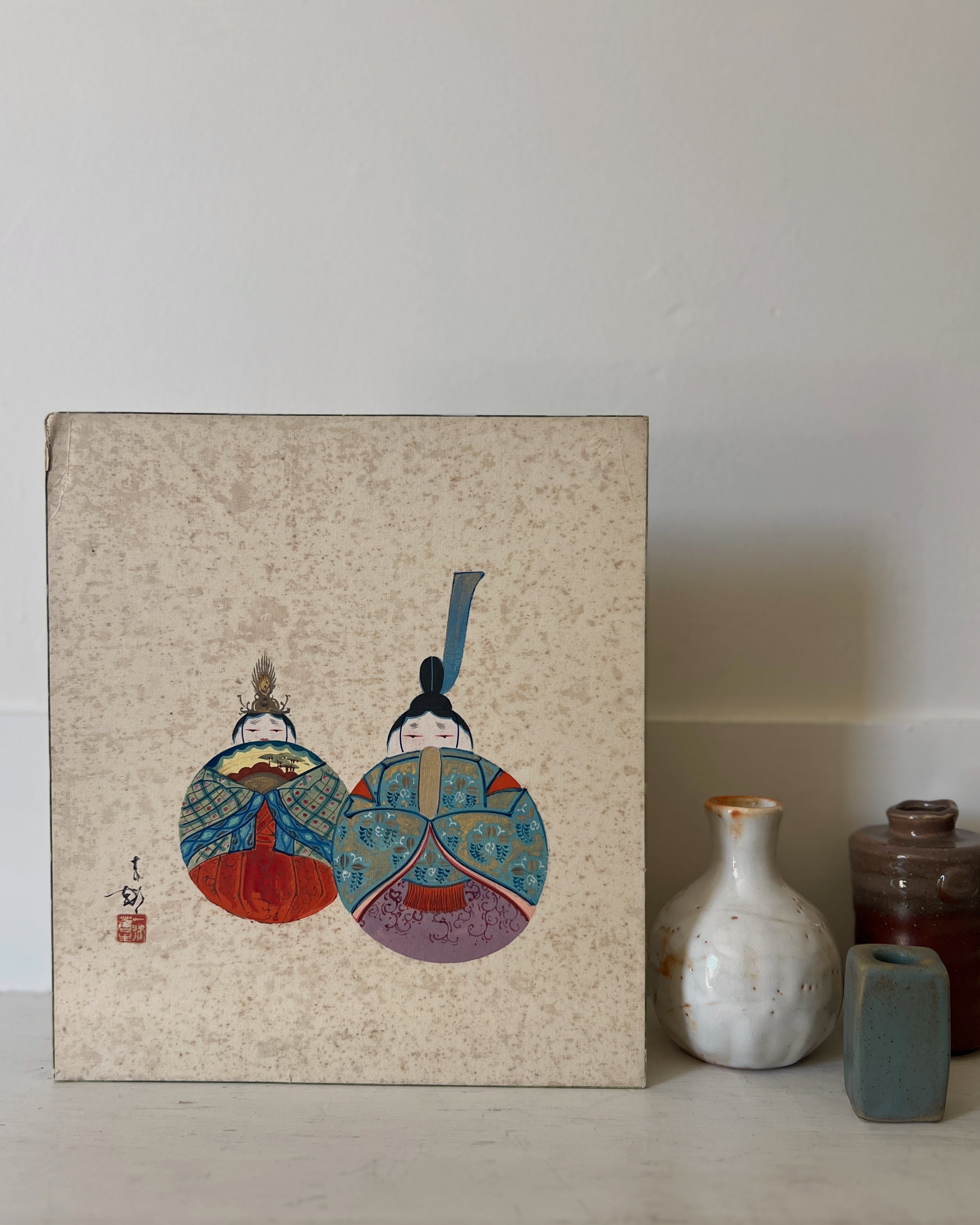 vintage japanese shikishi painting