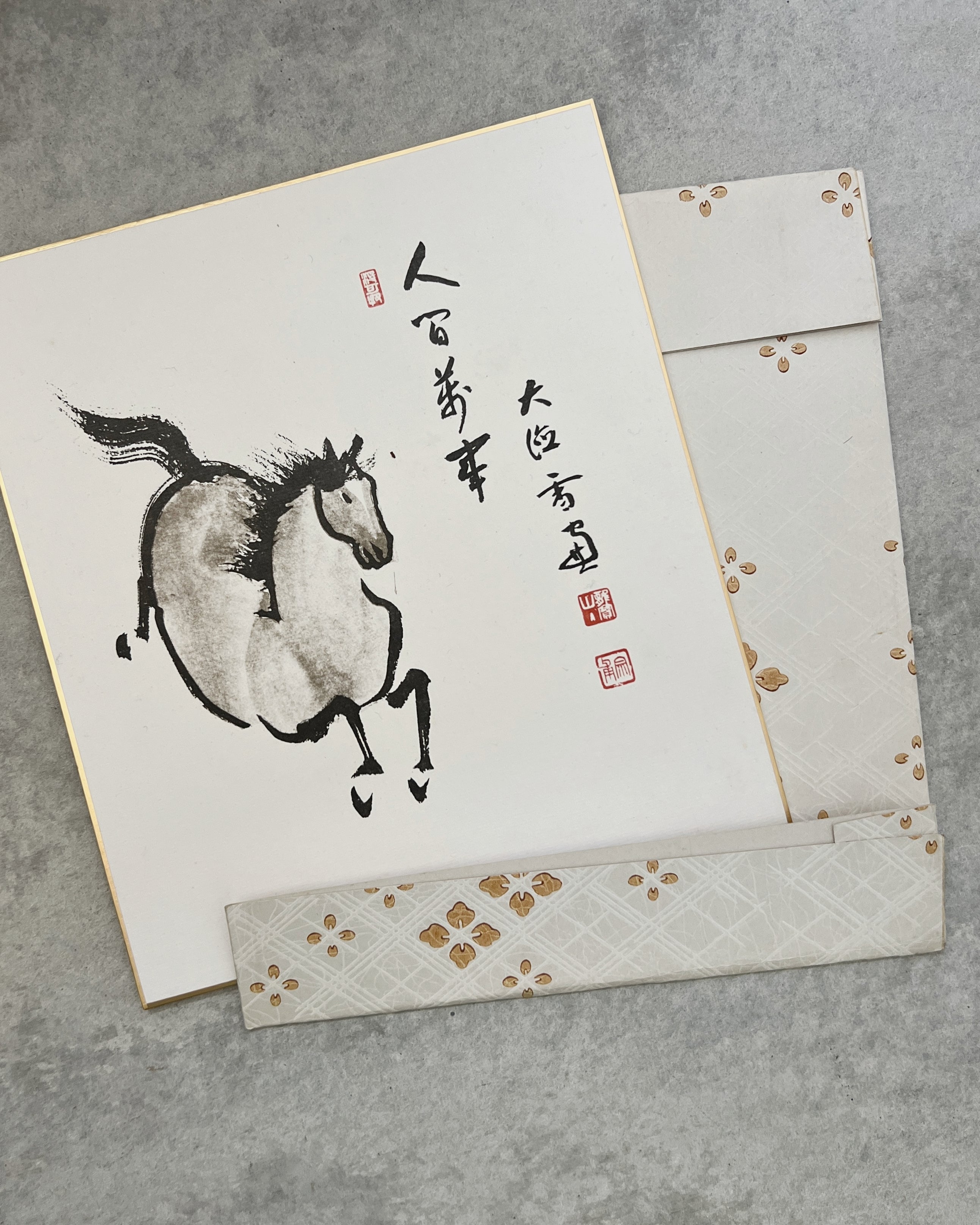vintage japanese shikishi painting