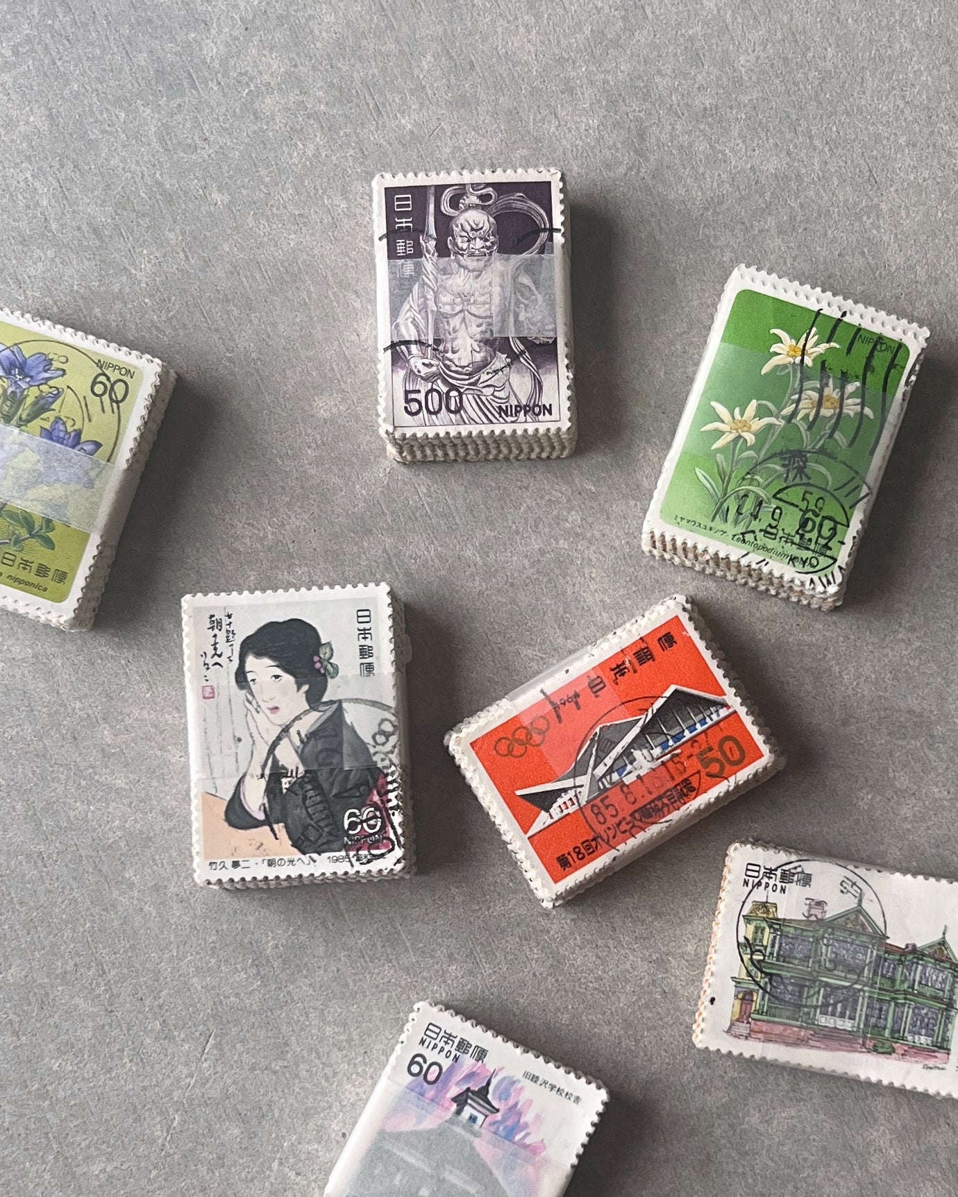vintage Japanese stamp stack