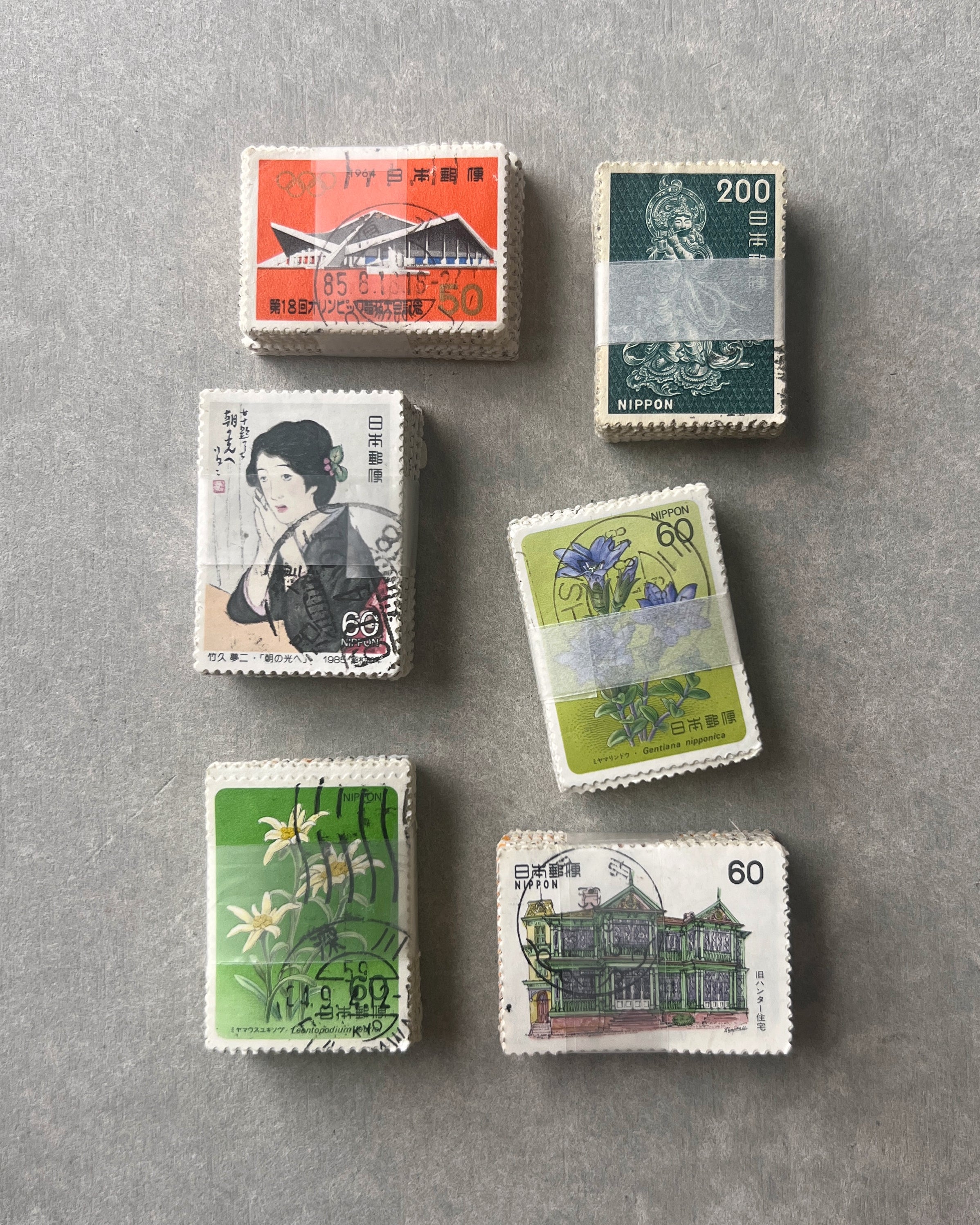 vintage Japanese stamp stack