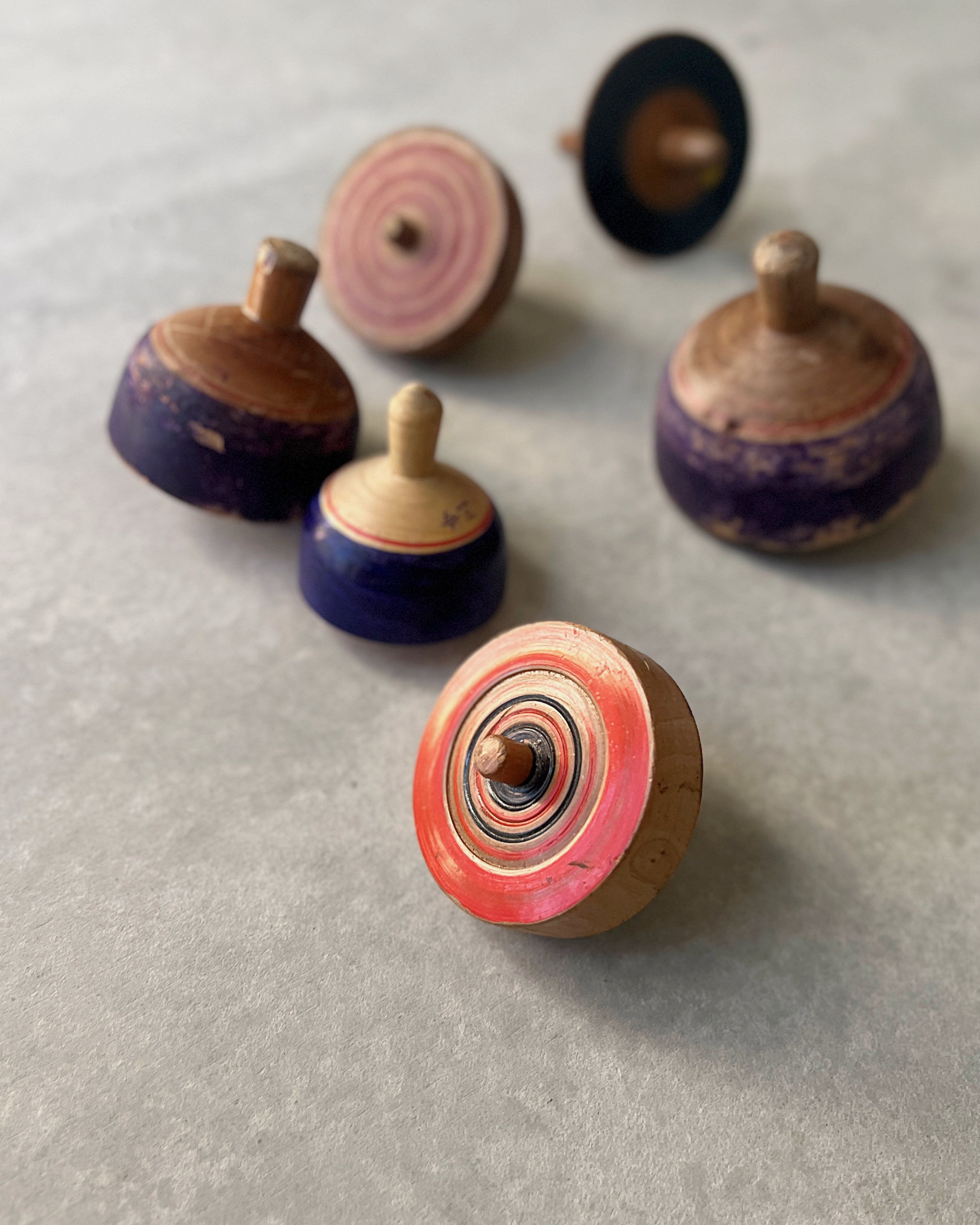 vintage wooden spinning top