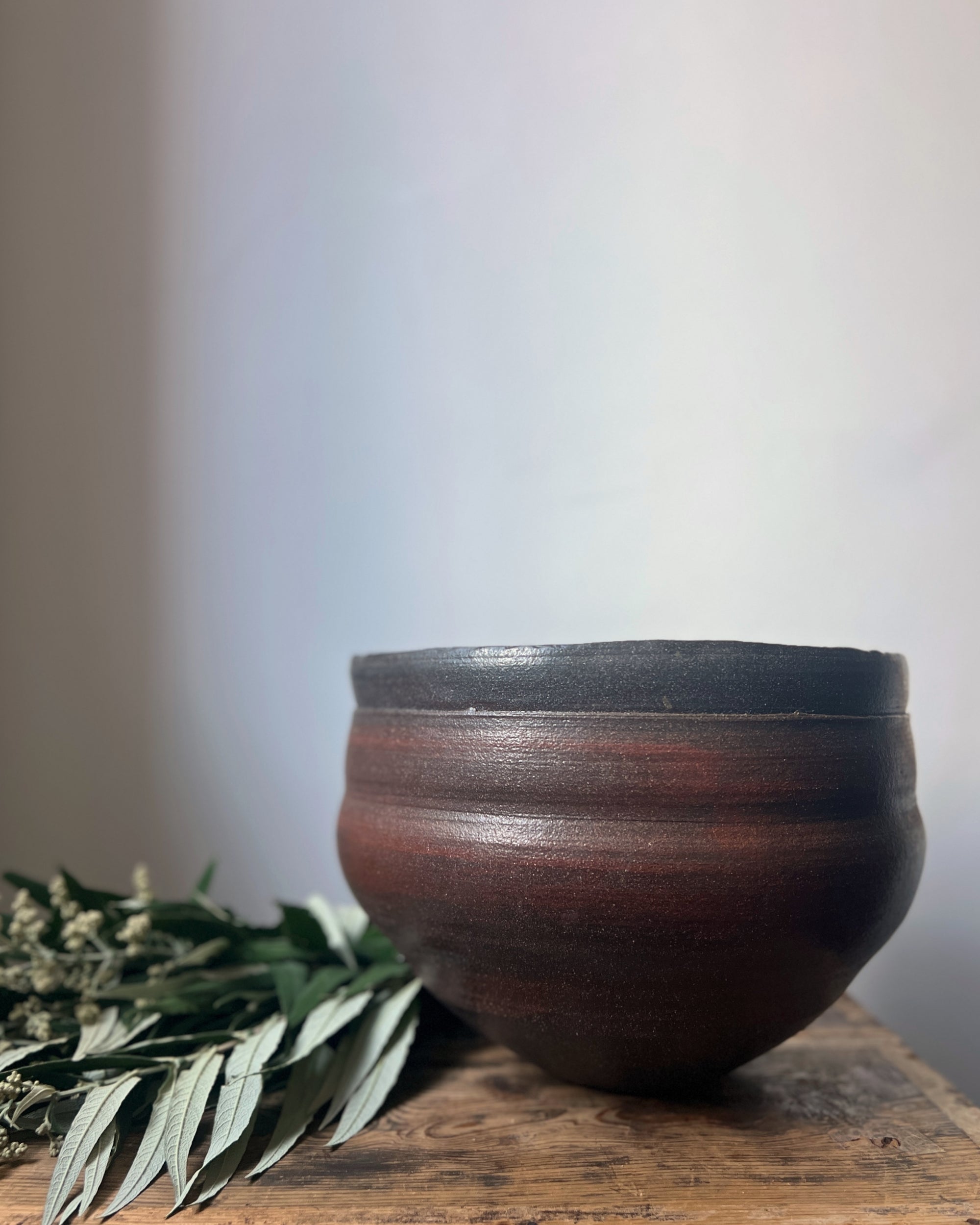 vintage japanese ceramic Bizen ware vessel