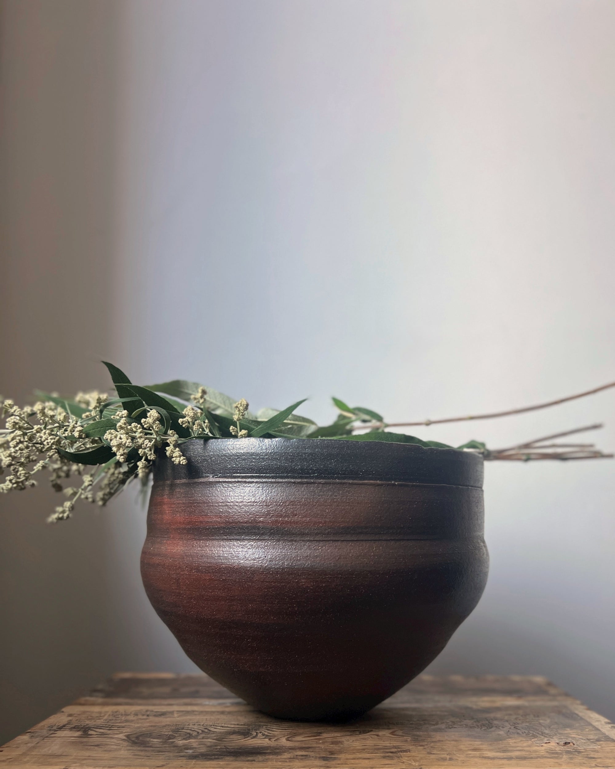 vintage japanese ceramic Bizen ware vessel