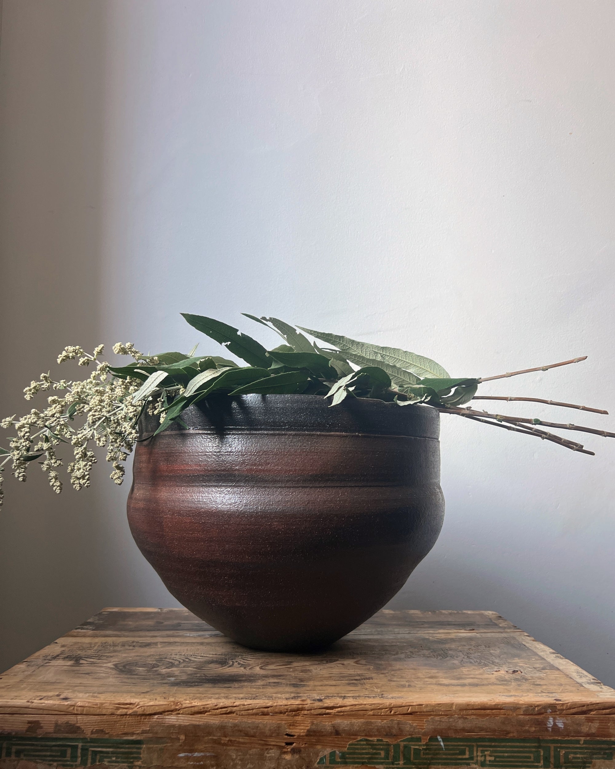 vintage japanese ceramic Bizen ware vessel
