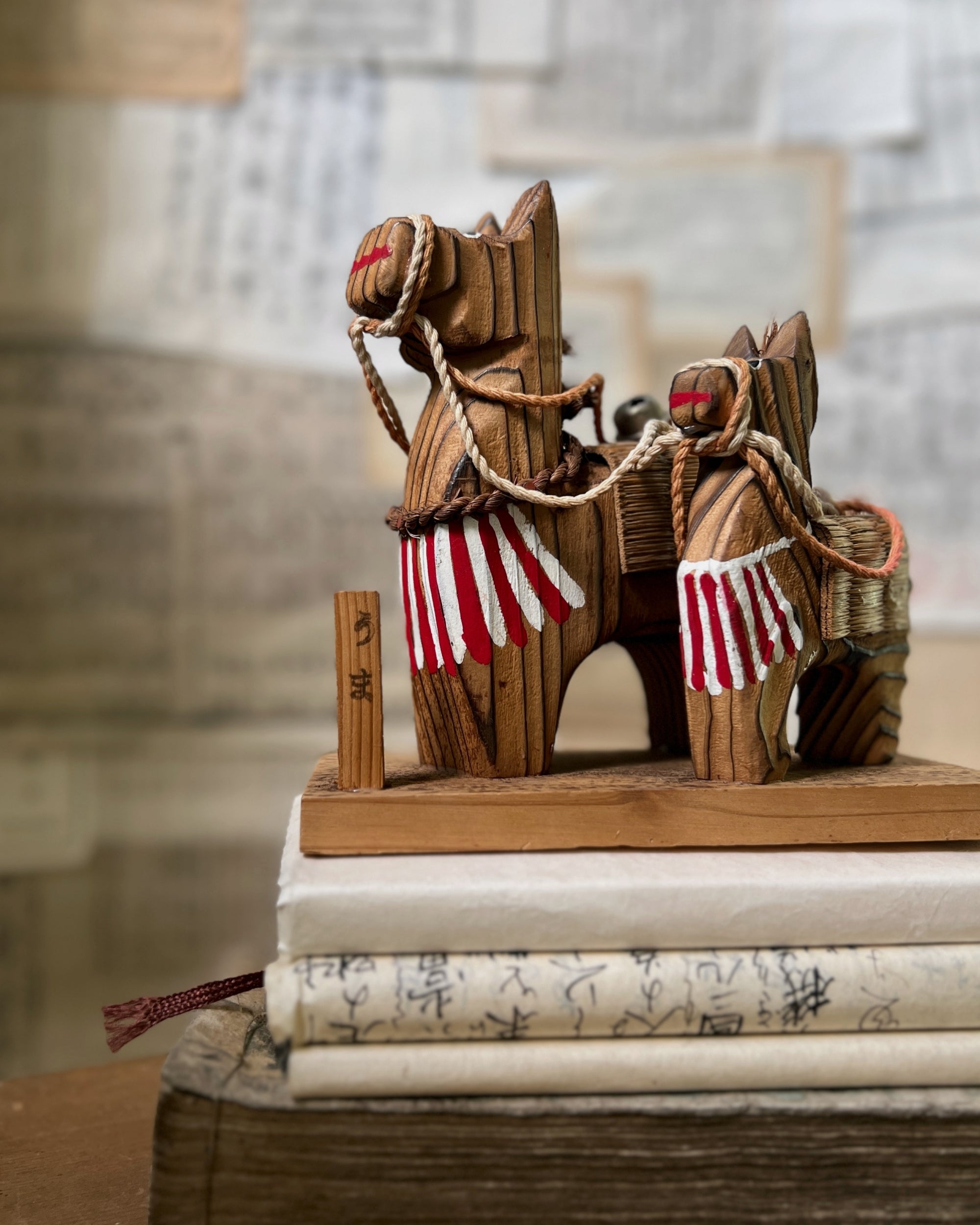 vintage japanese carved horse statuette