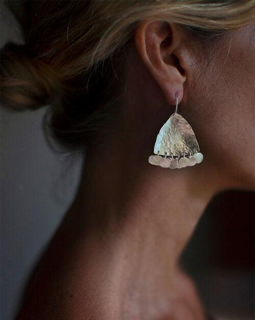 Ewa : sterling silver & gold biak earrings