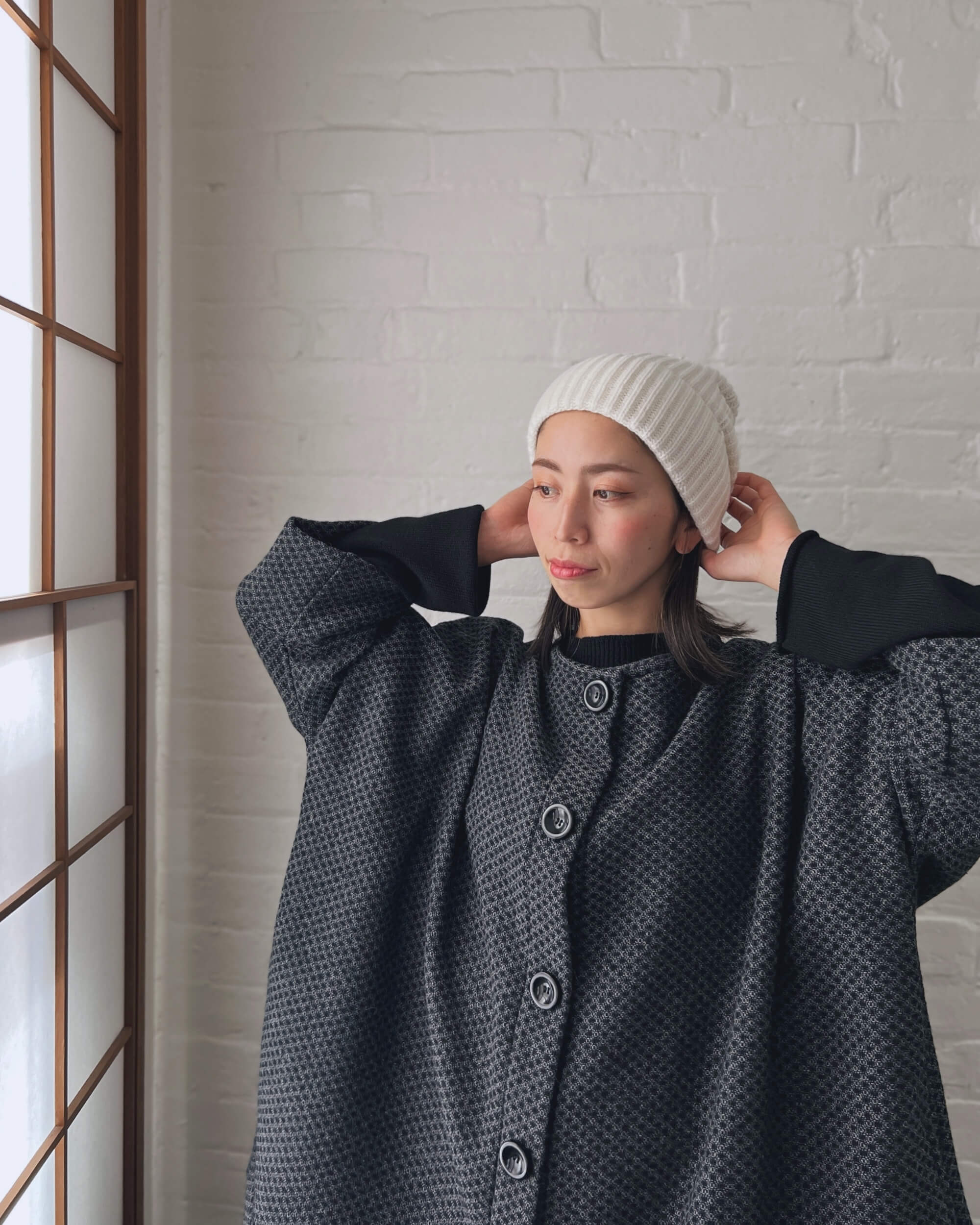 cashmerism : chunky ribbed beanie in cream