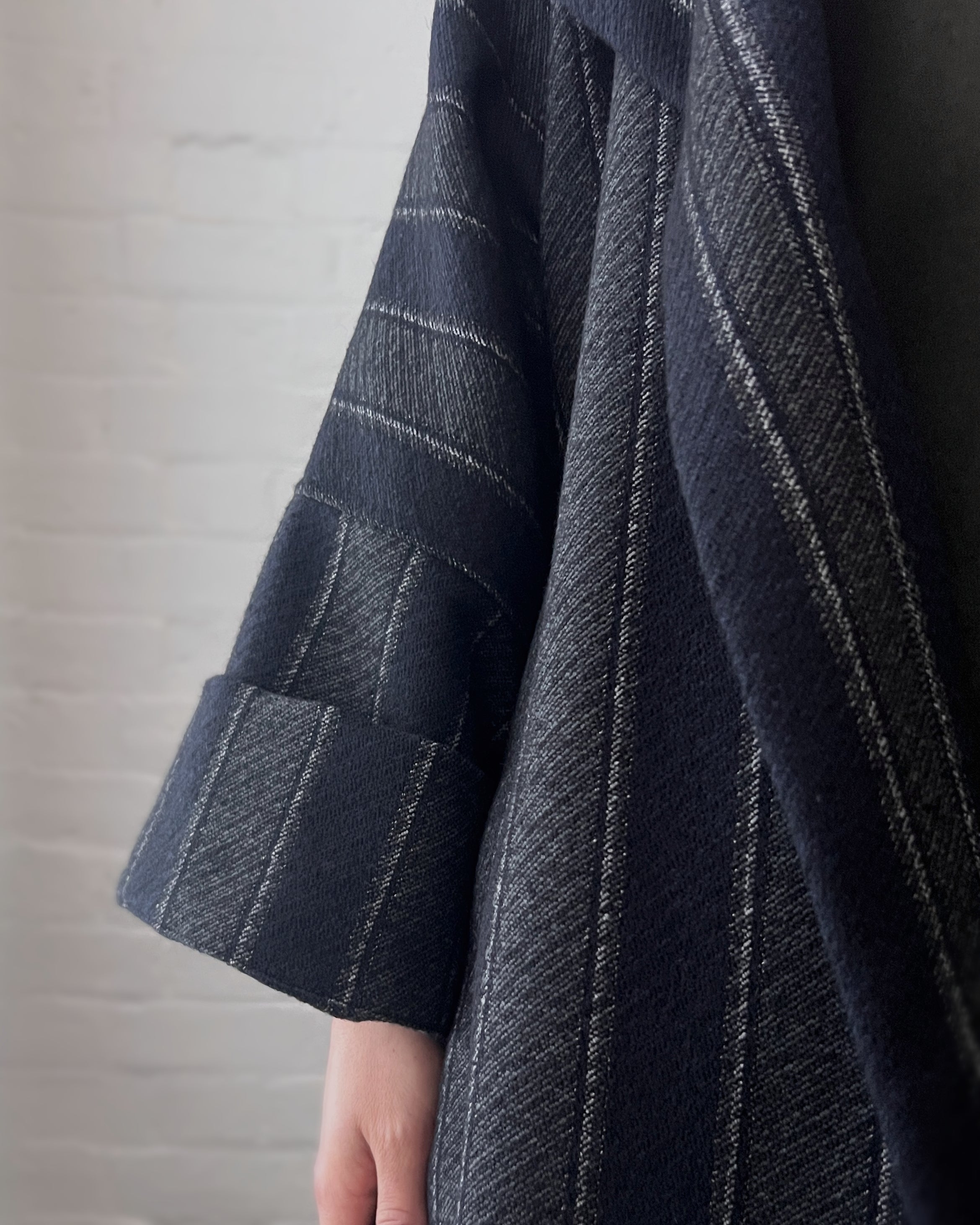 LJ struthers : striped wool gallery coat