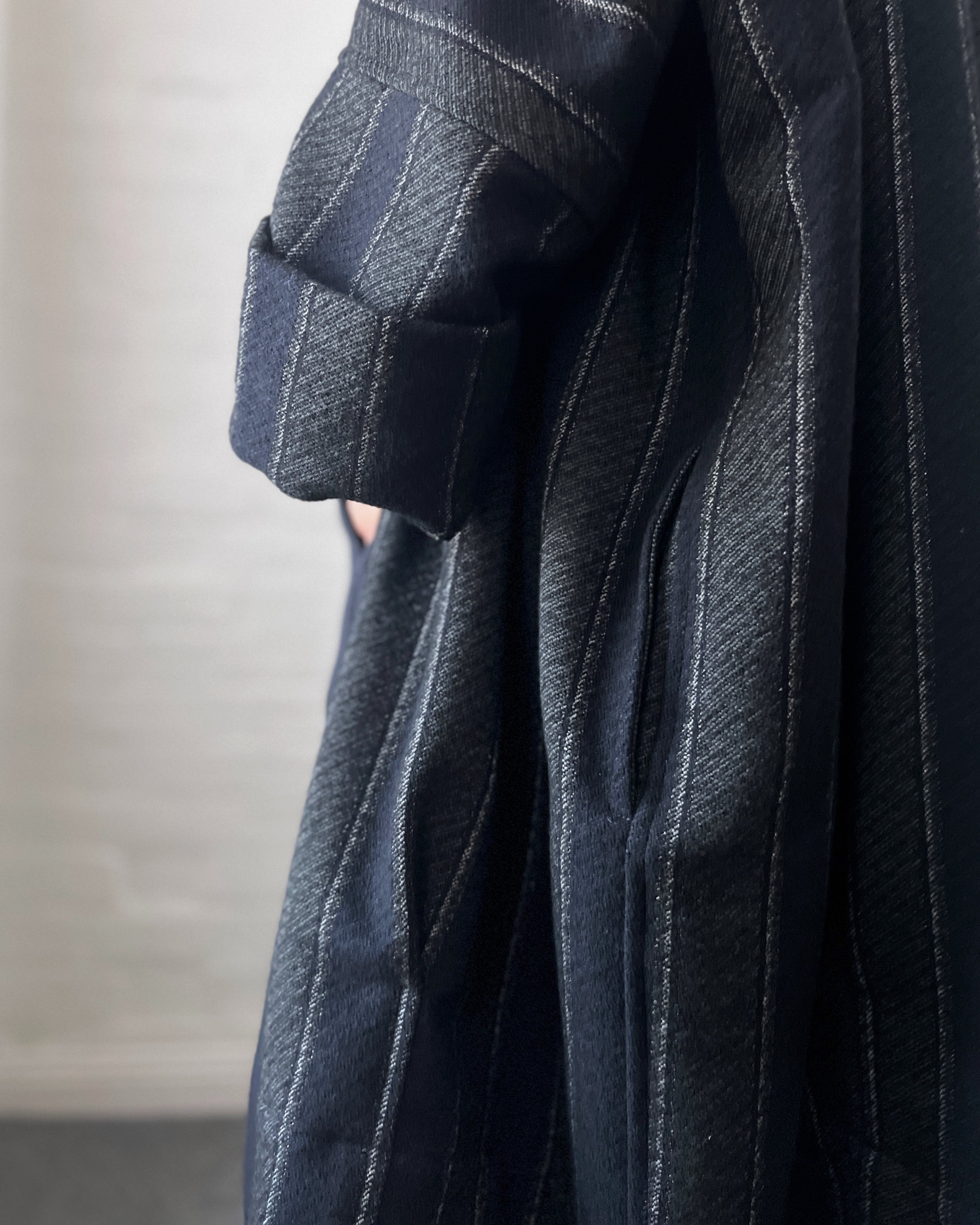 LJ struthers : striped wool gallery coat