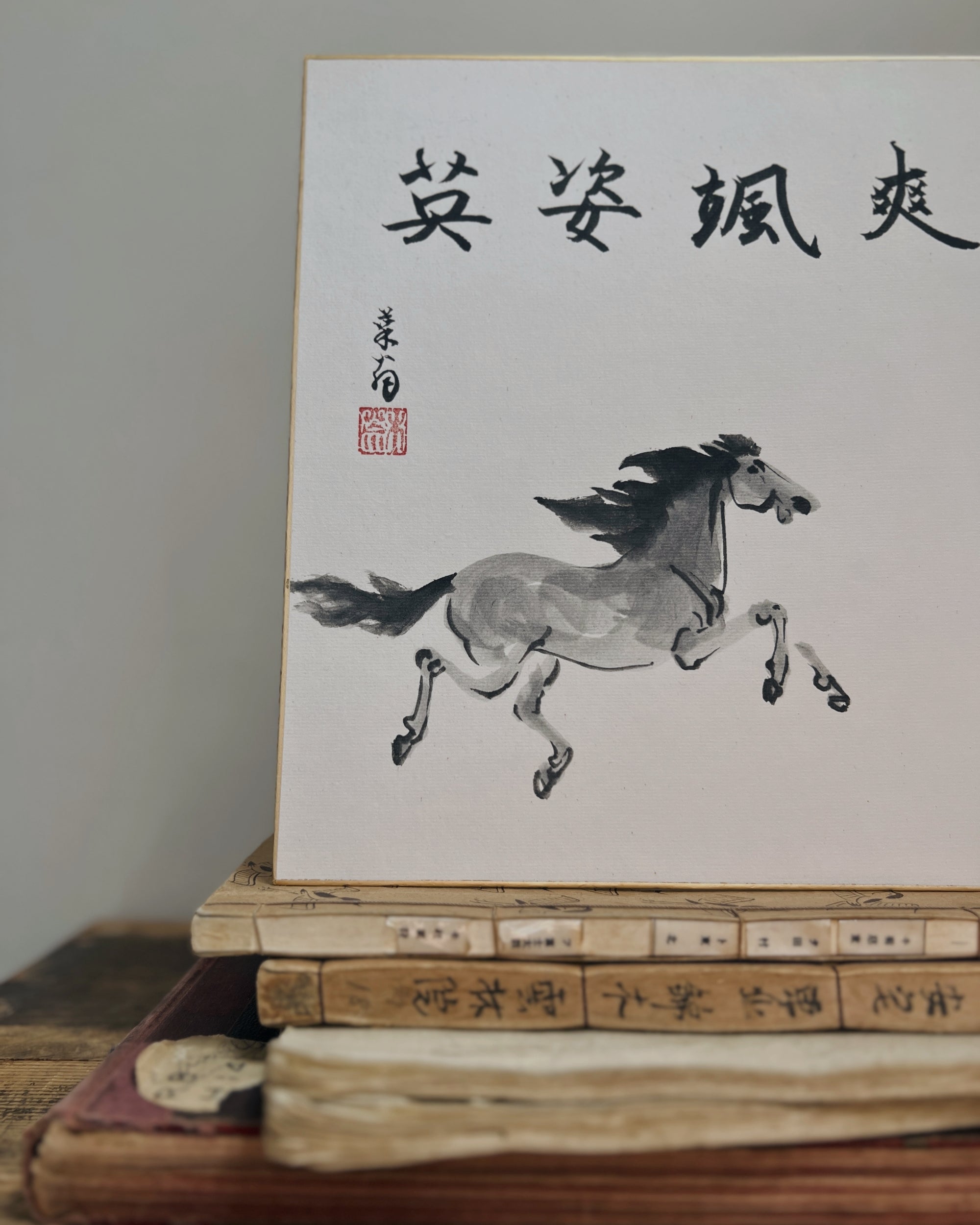 vintage japanese shikishi painting