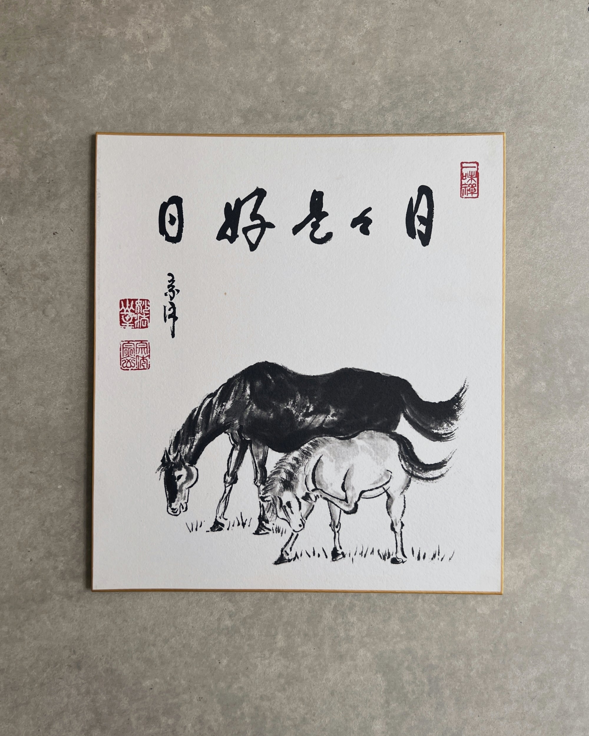 vintage japanese shikishi painting