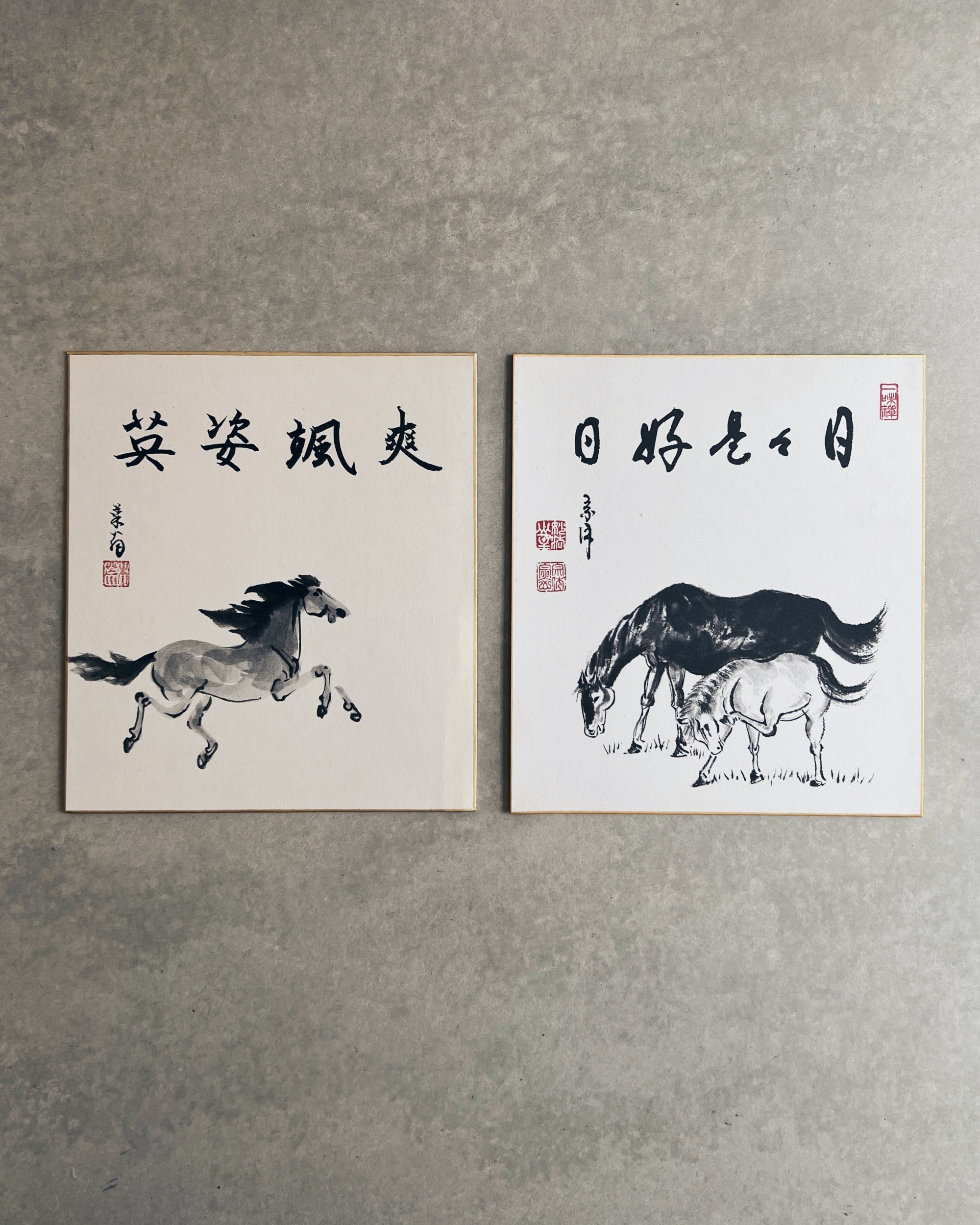 vintage japanese shikishi painting