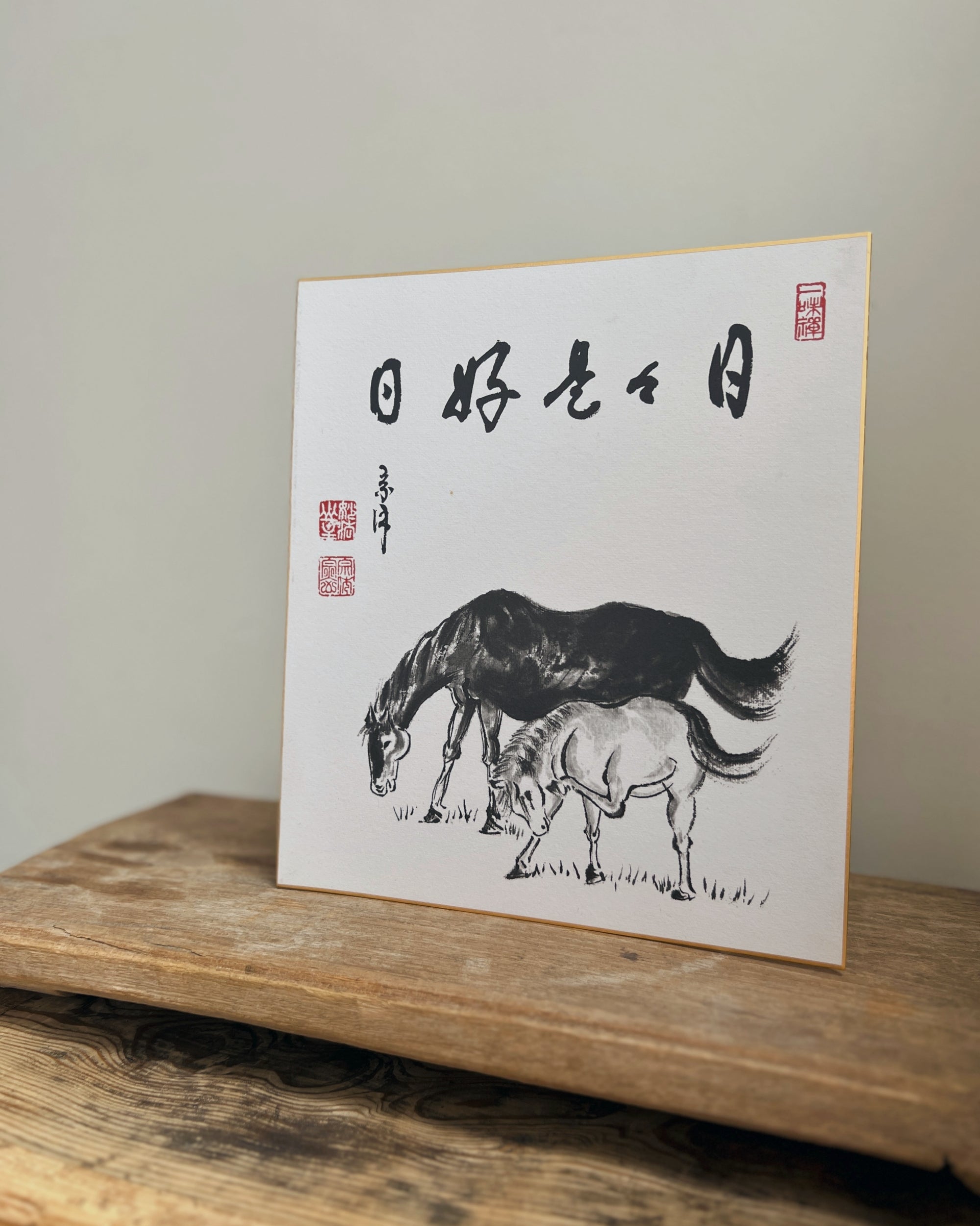 vintage japanese shikishi painting