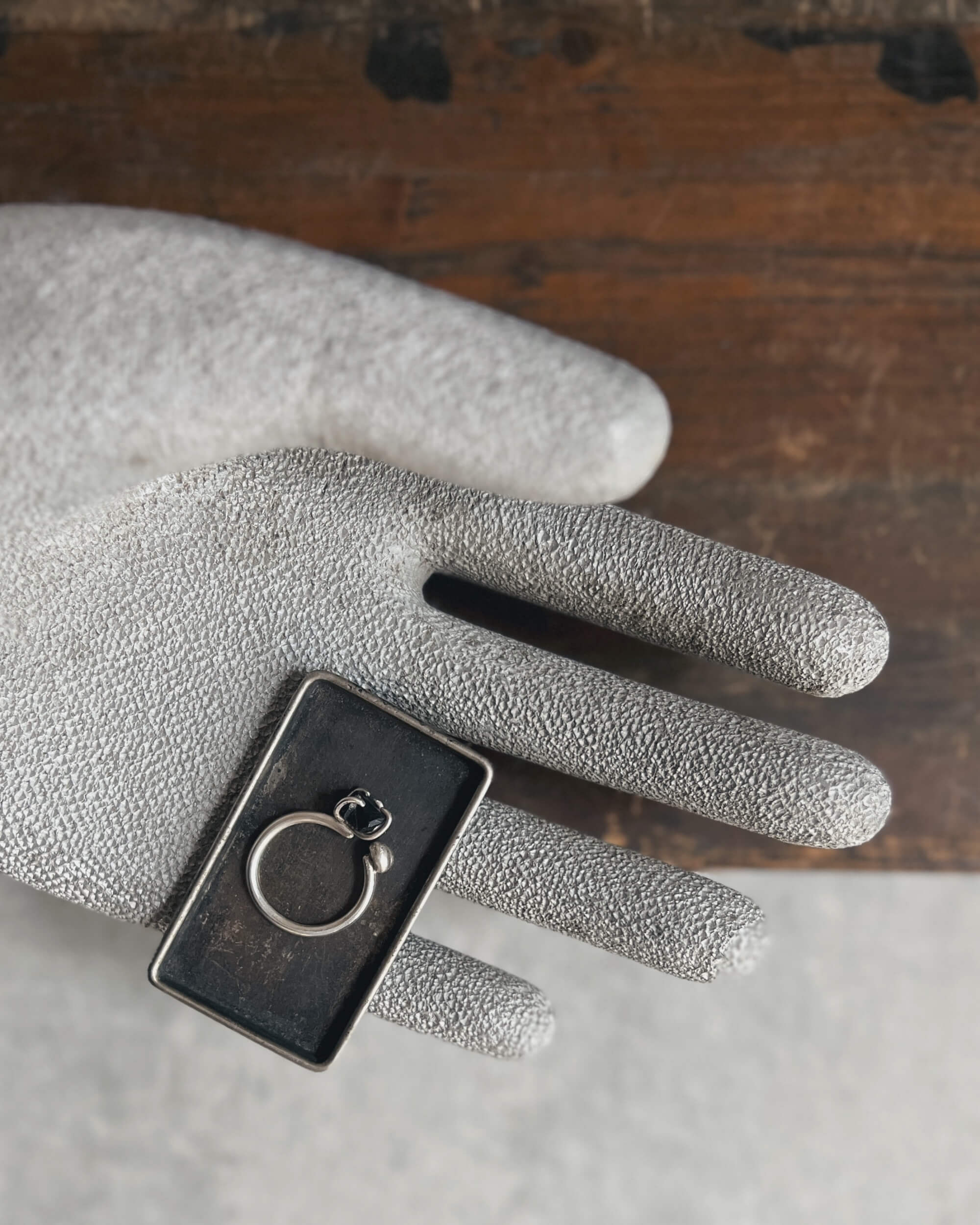steamylab : silver & onyx dual ring