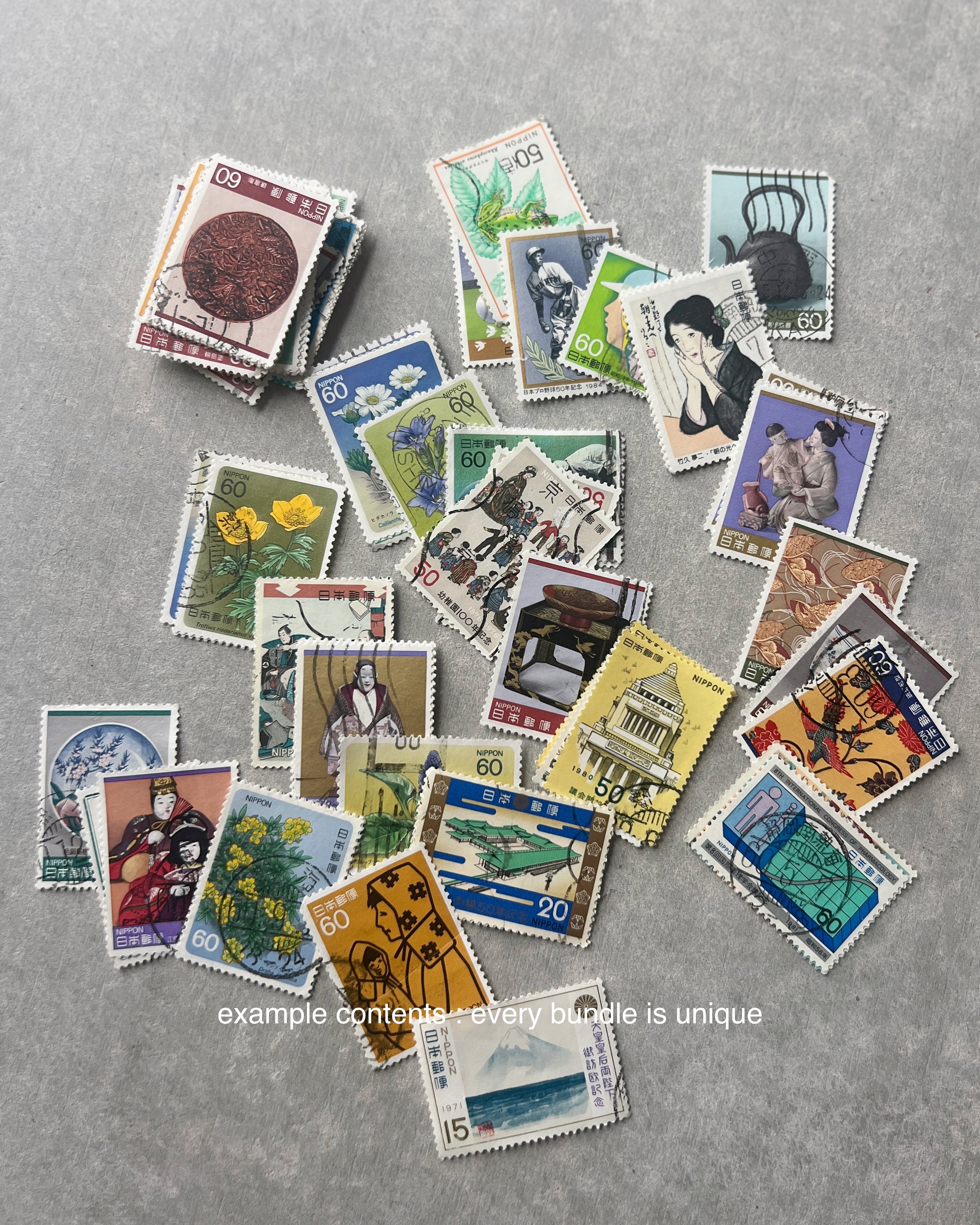 vintage Japanese stamp stack