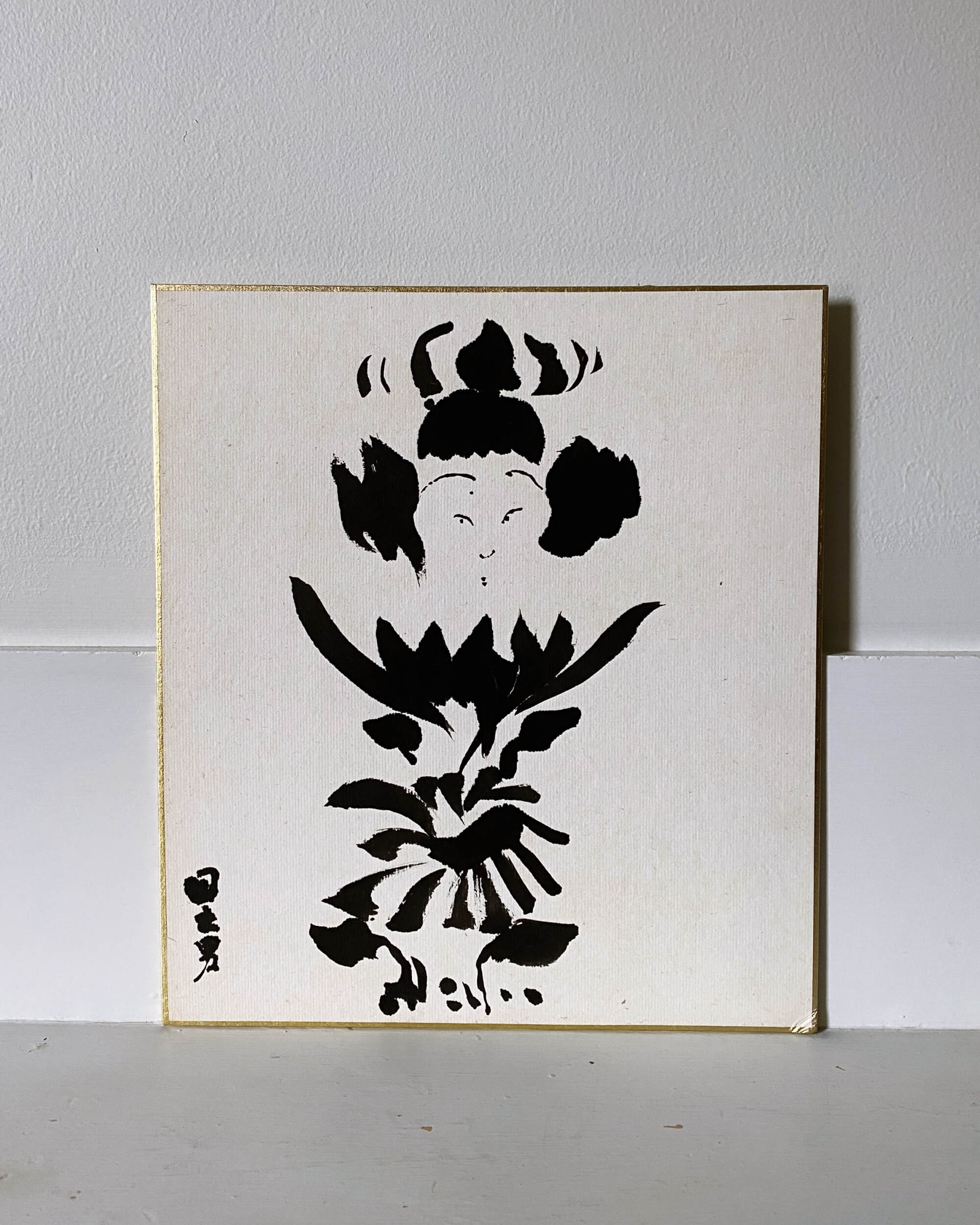 vintage kokeshi shikishi painting