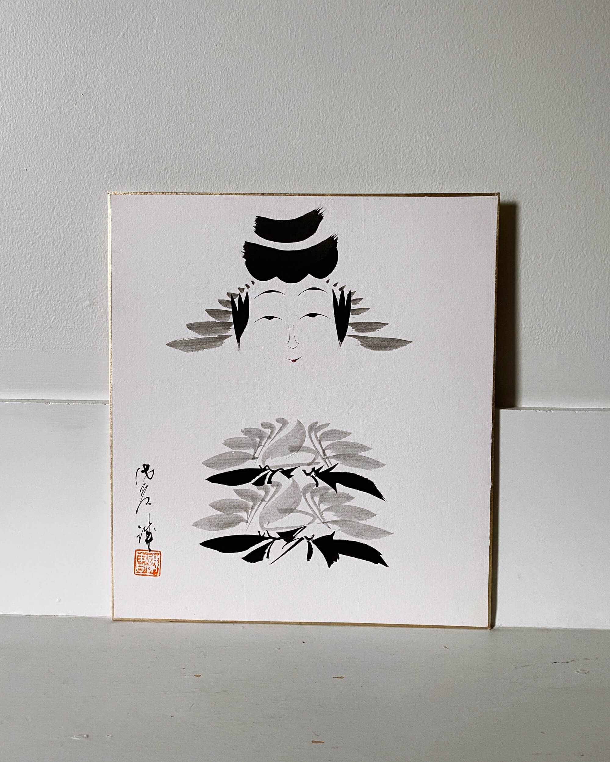 vintage kokeshi shikishi painting