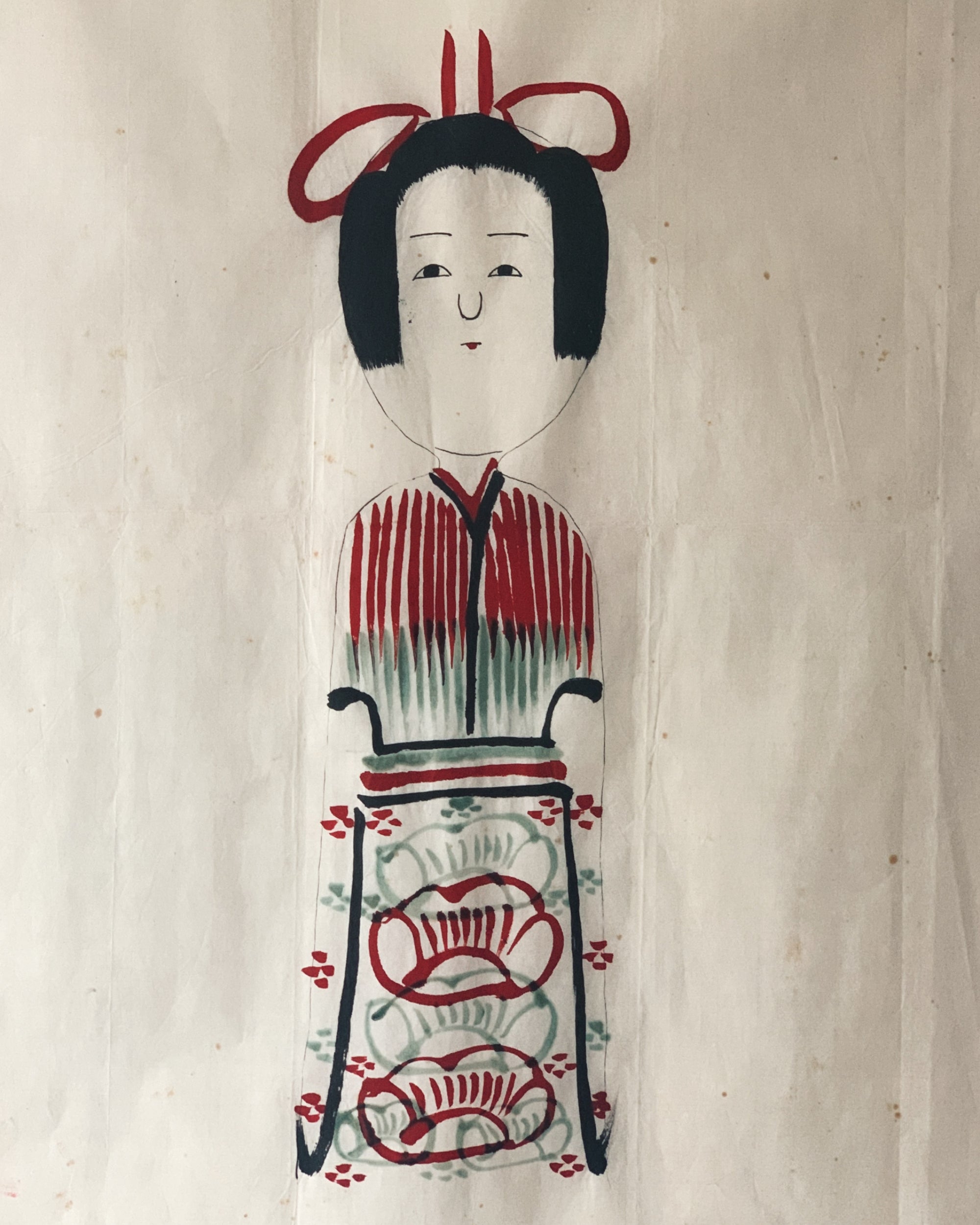 vintage kokeshi painting