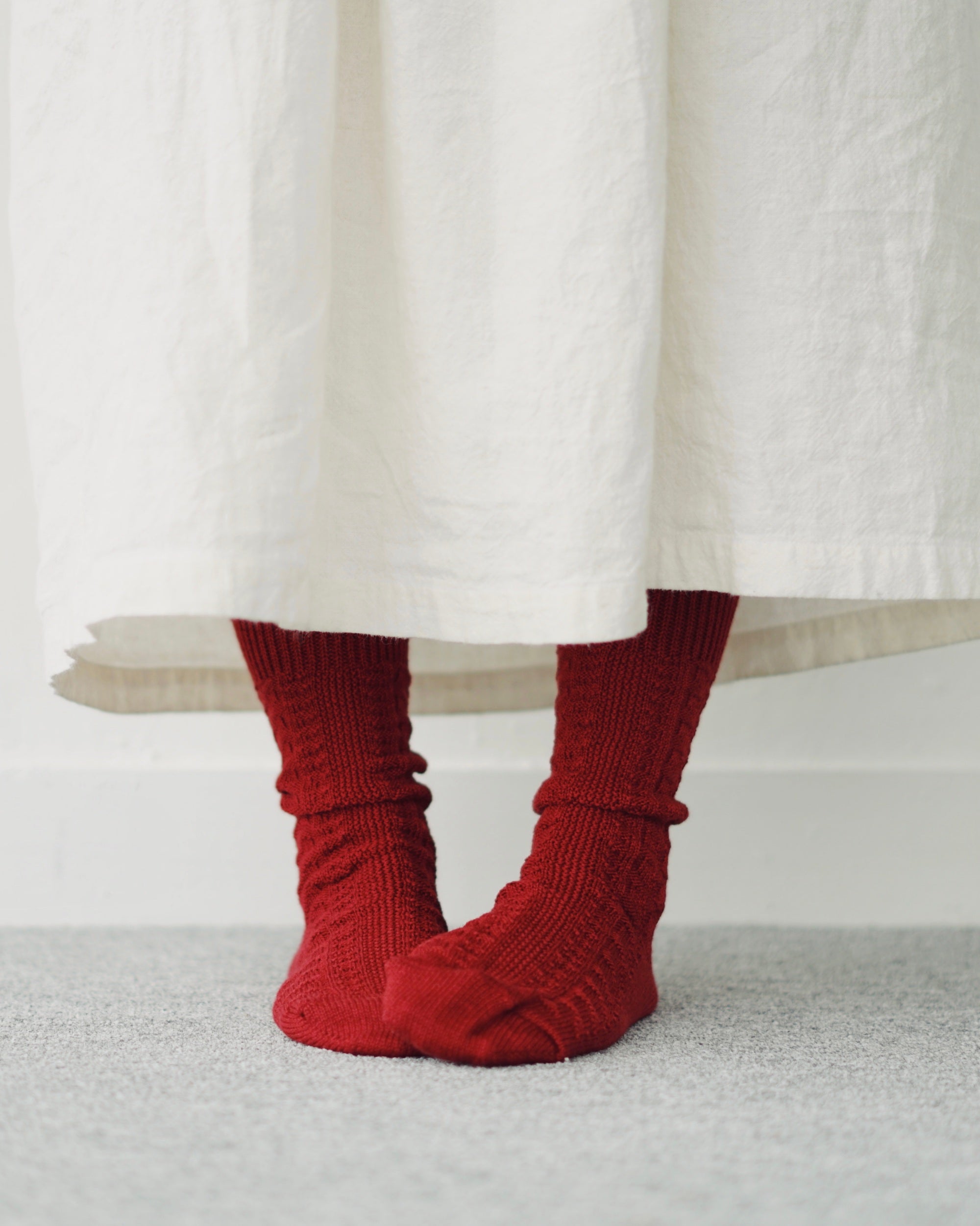 memeri : wool cotton cable socks